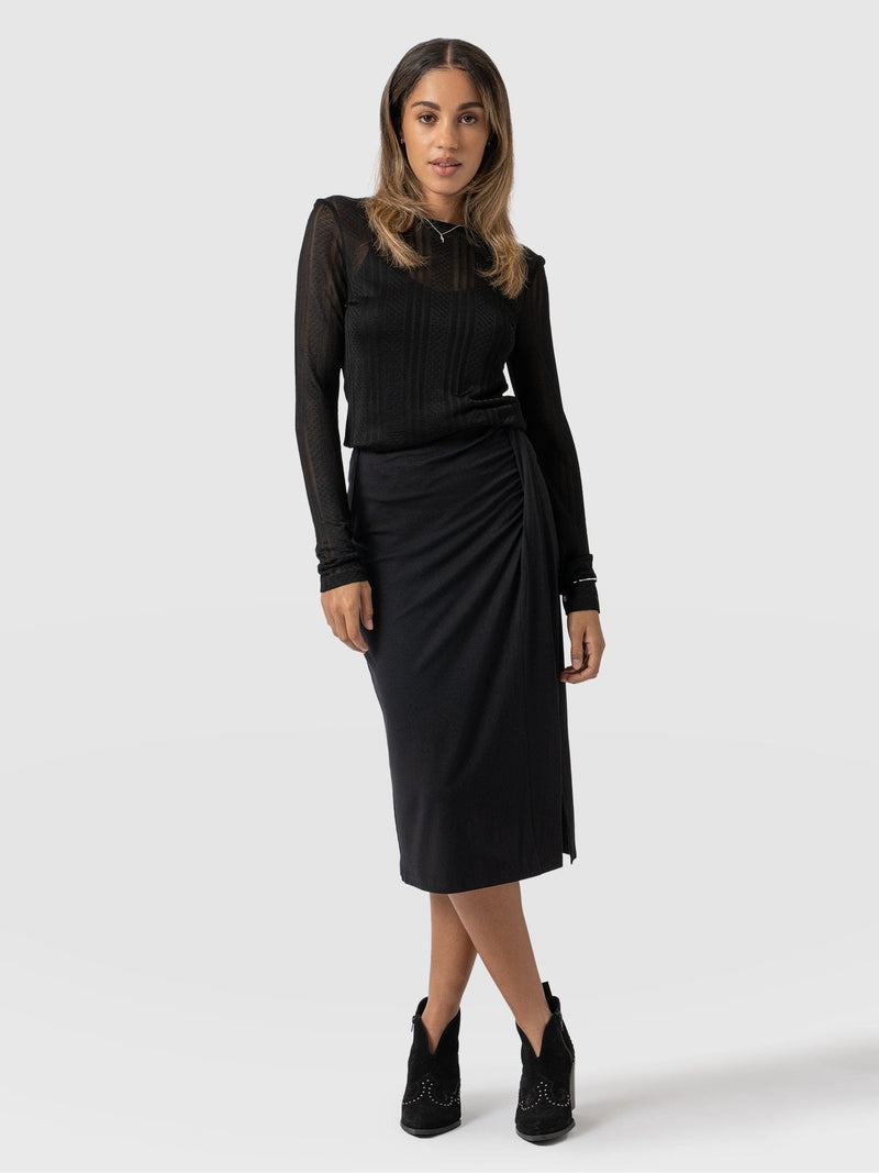Salina Draped Skirt Black - Women's Skirts | Saint + Sofia® USA