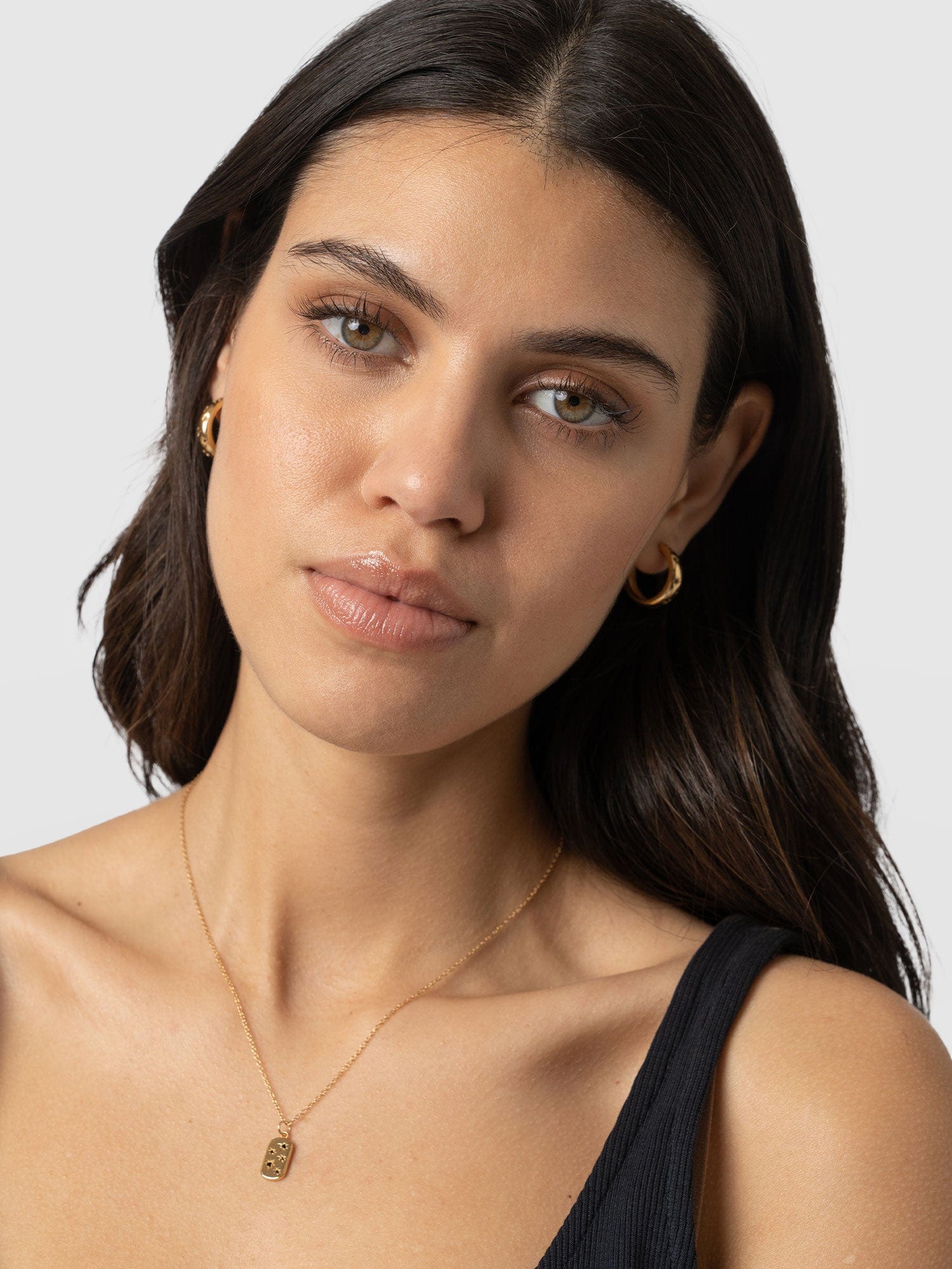 Scatter Star Hoop Earrings Gold/Black - Women's Jewellery | Saint + Sofia® USA