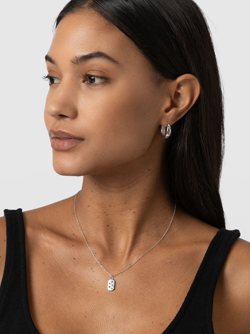 Scatter Star Hoop Earrings Silver/Black - Women's Jewellery | Saint + Sofia® USA