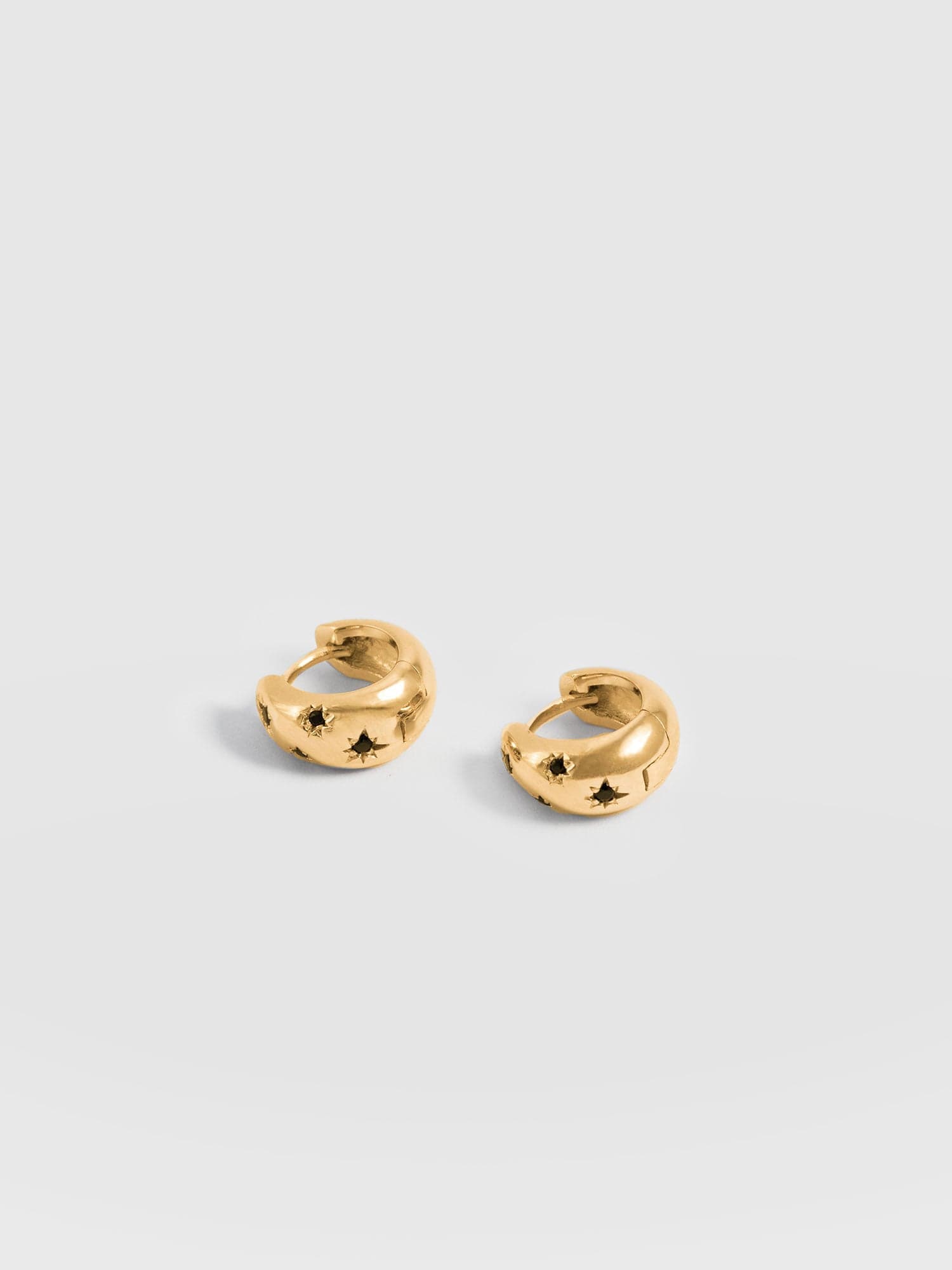 Scatter Star Huggie Earrings Gold/Black - Women's Jewellery | Saint + Sofia® UK