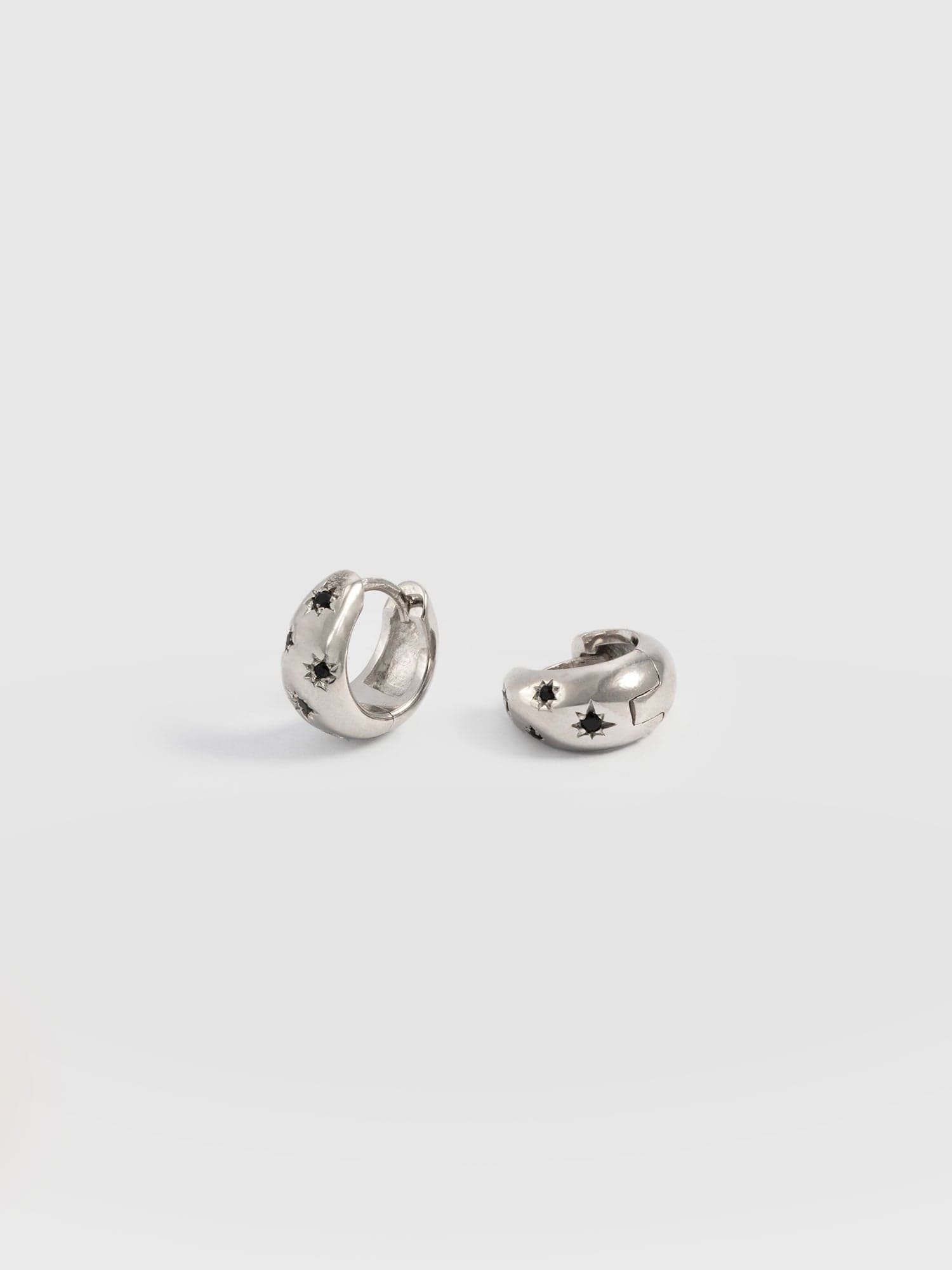 Scatter Star Huggie Earrings Silver/Black - Women's Jewellery | Saint + Sofia® UK