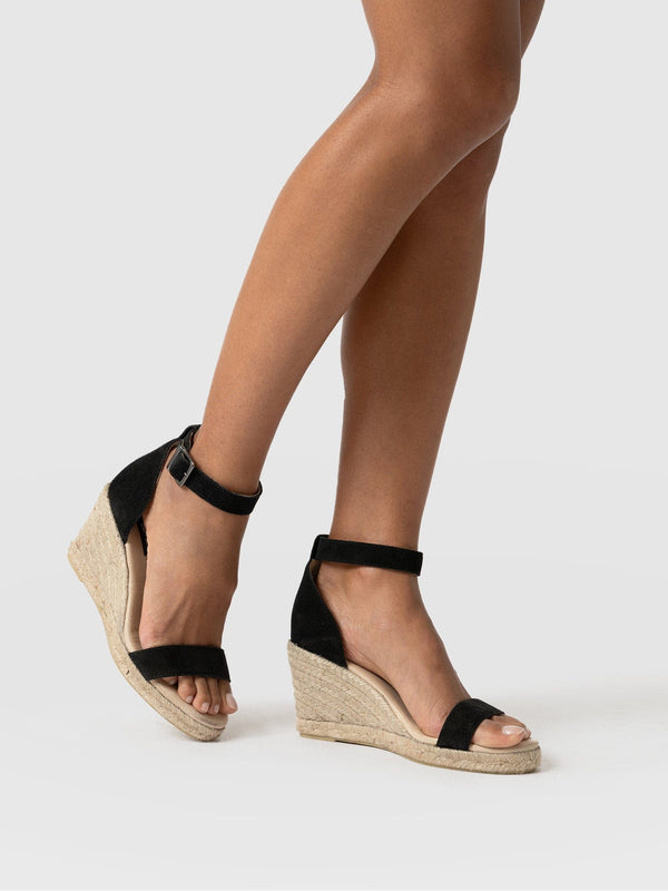 Serena Espadrille Wedges Black - Women's Heels | Saint + Sofia® USA