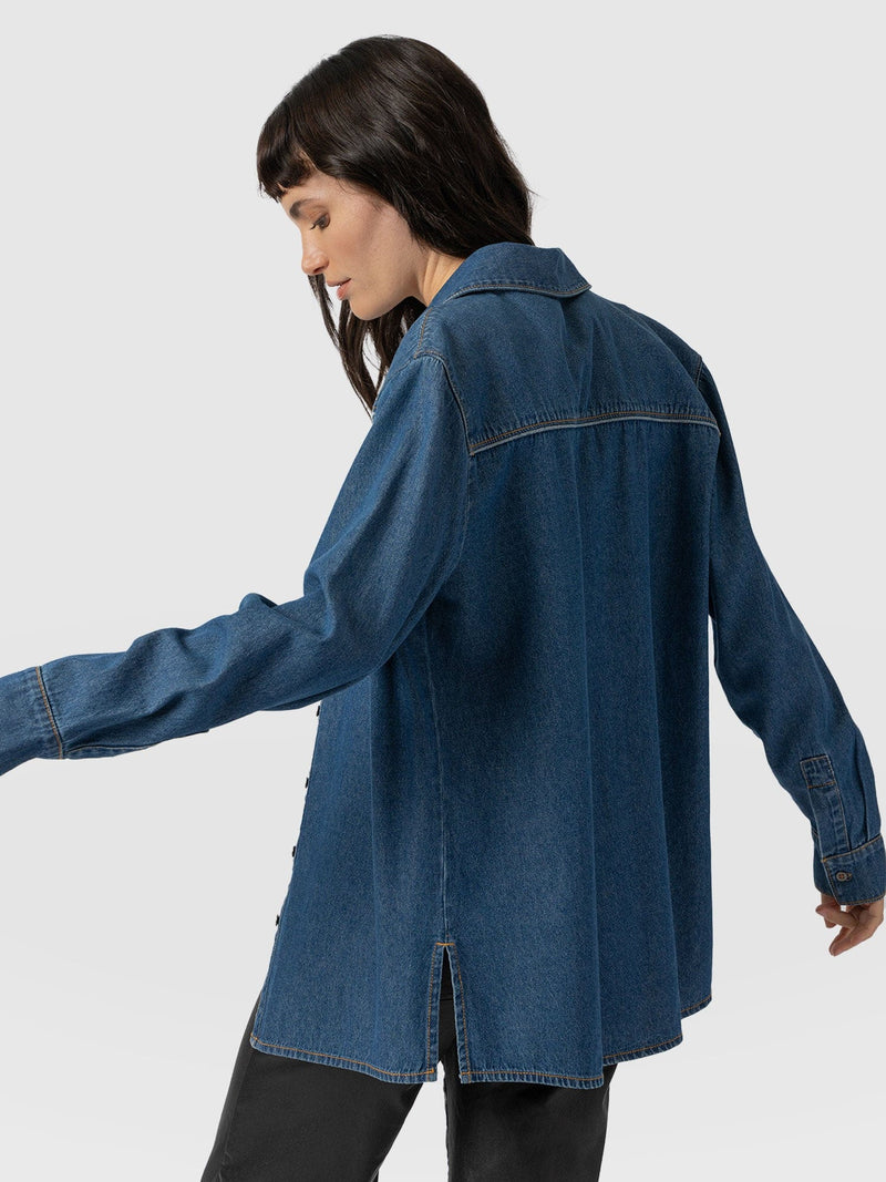 Sidney Denim Shirt Mid Blue - Women's Shirts | Saint + Sofia® US