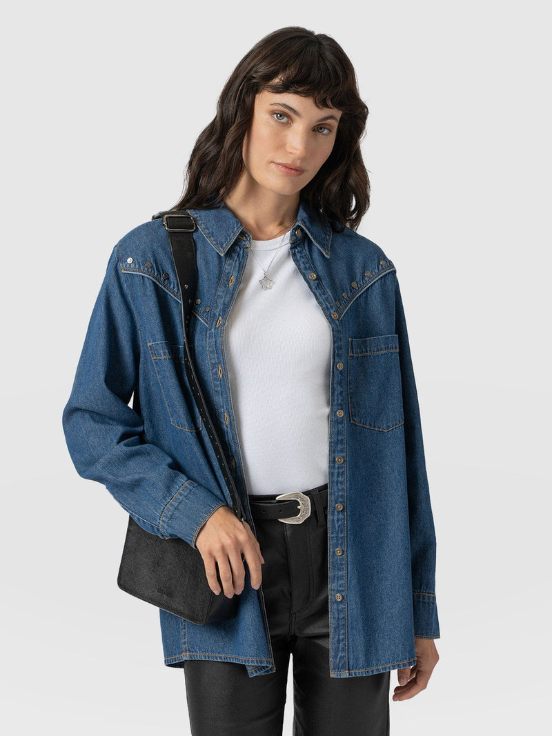 Sidney Denim Shirt Mid Blue - Women's Shirts | Saint + Sofia® US