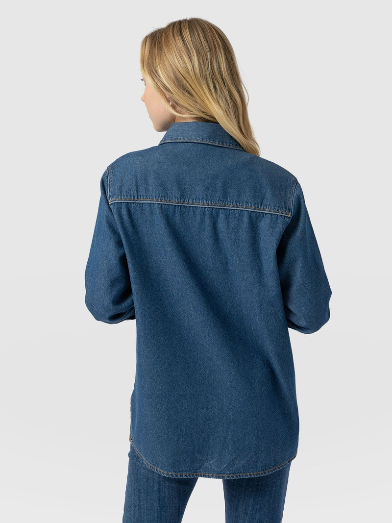 Sidney Denim Shirt Mid Blue - Women's Shirts | Saint + Sofia® US