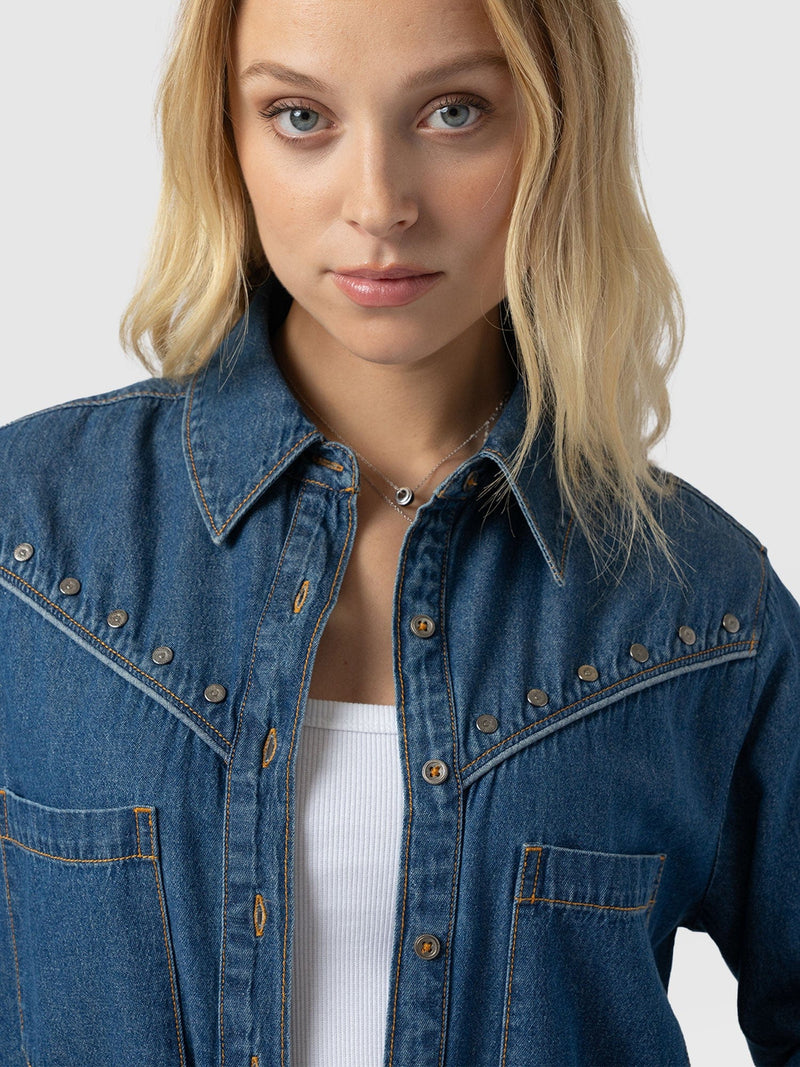 Sidney Denim Shirt Mid Blue - Women's Shirts | Saint + Sofia® US