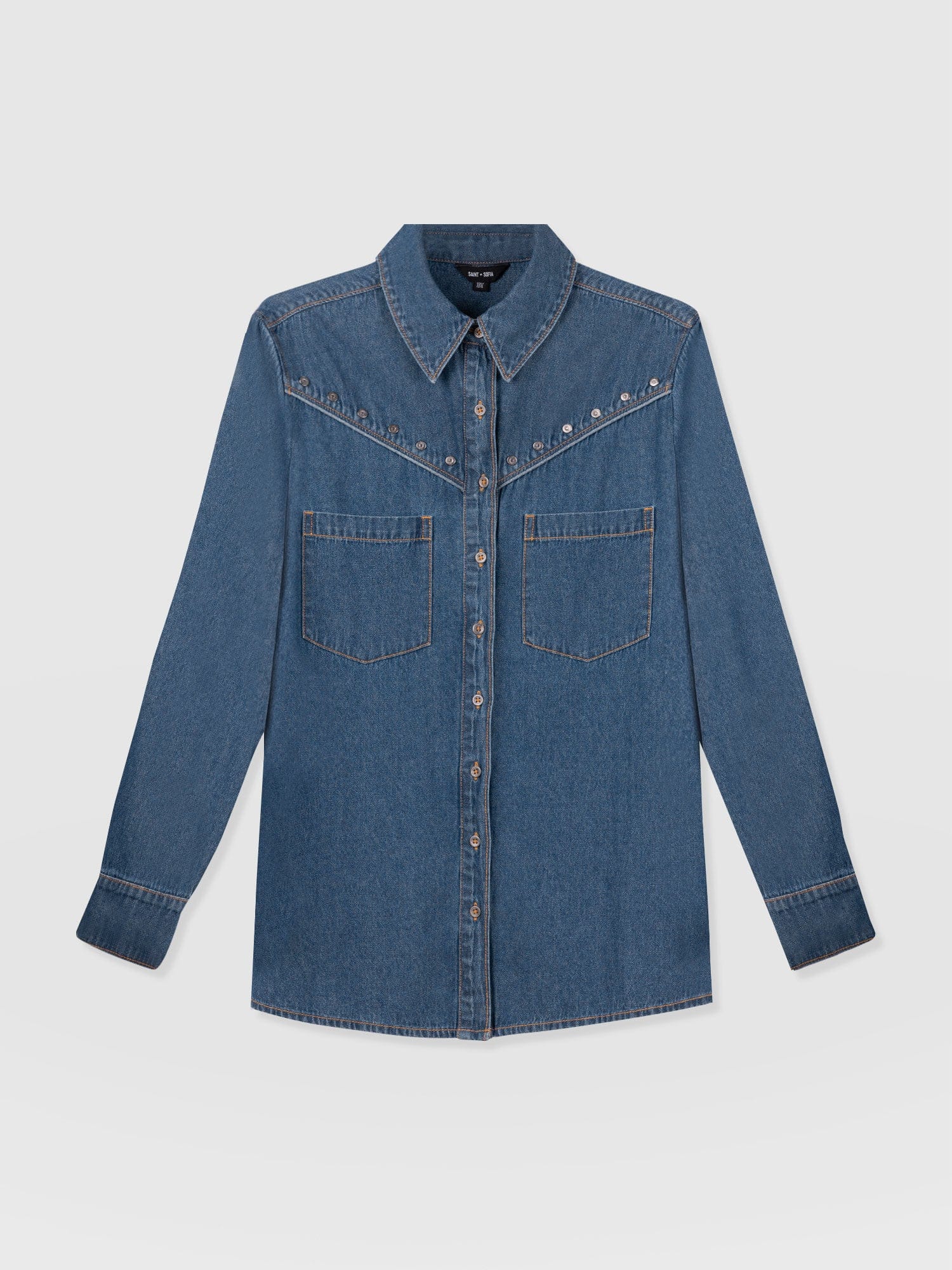 Sidney Denim Shirt Mid Blue - Women's Shirts | Saint + Sofia® US