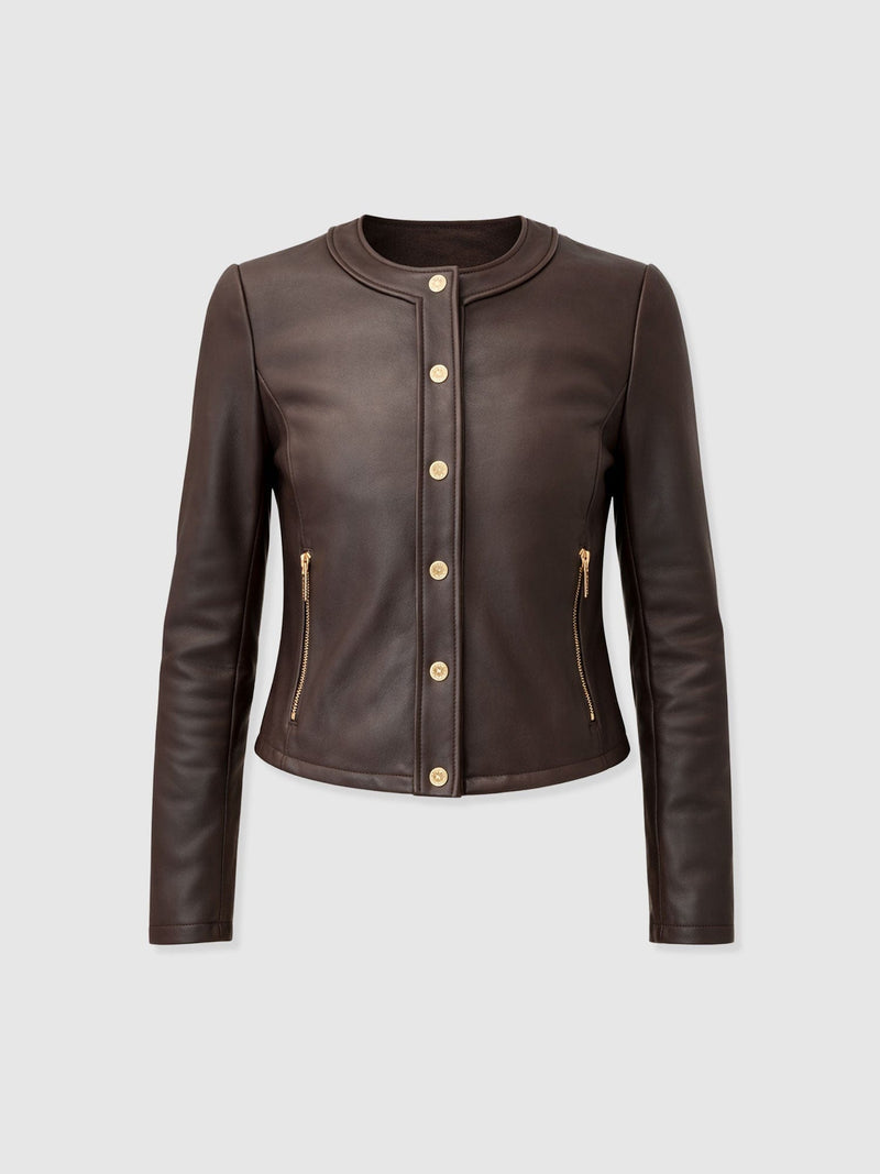 Skye Jacket - Chocolate - Women's Leathers | Saint + Sofia® USA