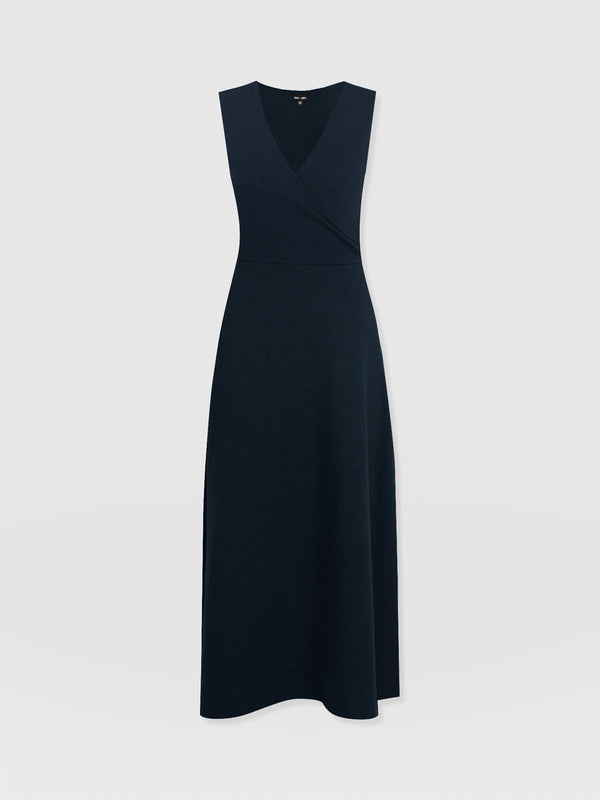 Sleeveless Maggie Wrap Dress - Navy Textured - Women's Dresses | Saint + Sofia® USA