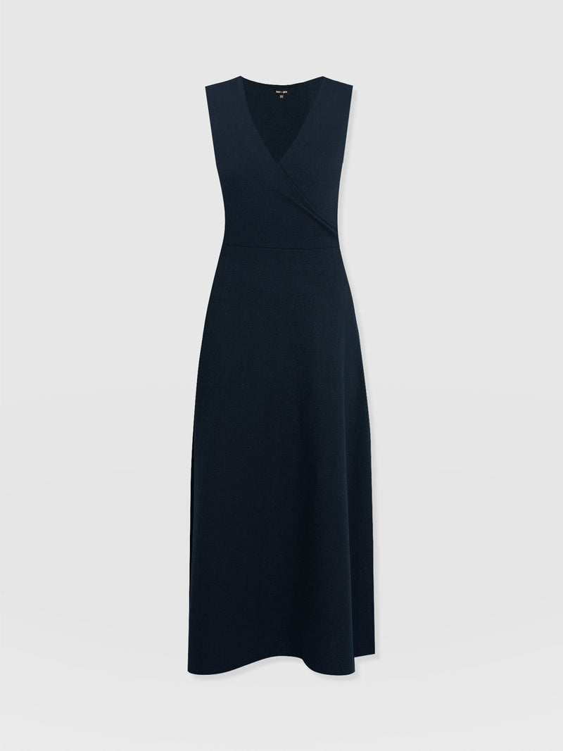 Sleeveless Maggie Wrap Dress - Navy Textured - Women's Dresses | Saint + Sofia® USA
