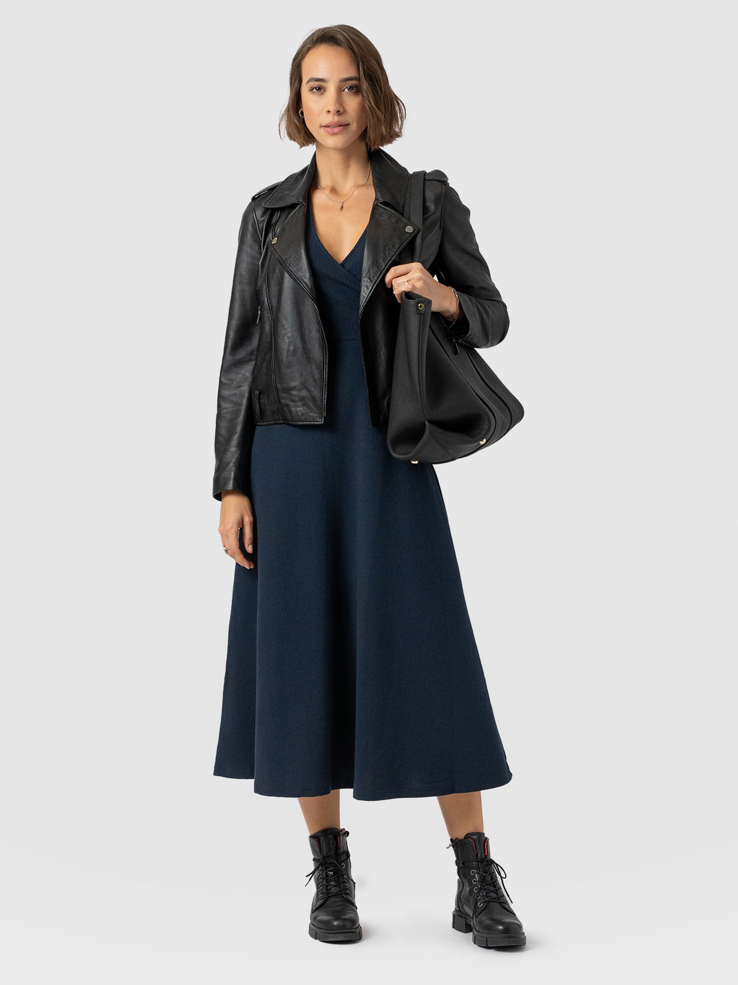 Sleeveless Maggie Wrap Dress - Navy Textured - Women's Dresses | Saint + Sofia® USA