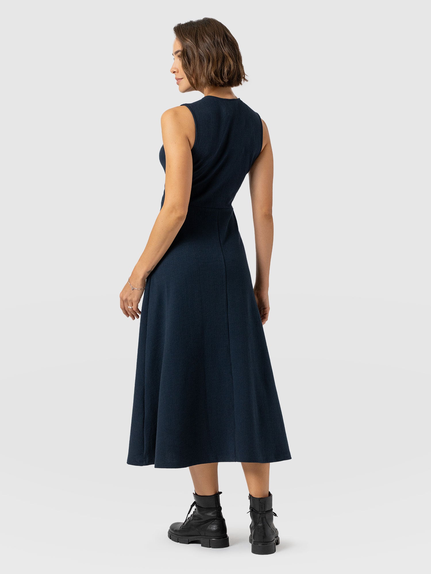 Sleeveless Maggie Wrap Dress - Navy Textured - Women's Dresses | Saint + Sofia® USA