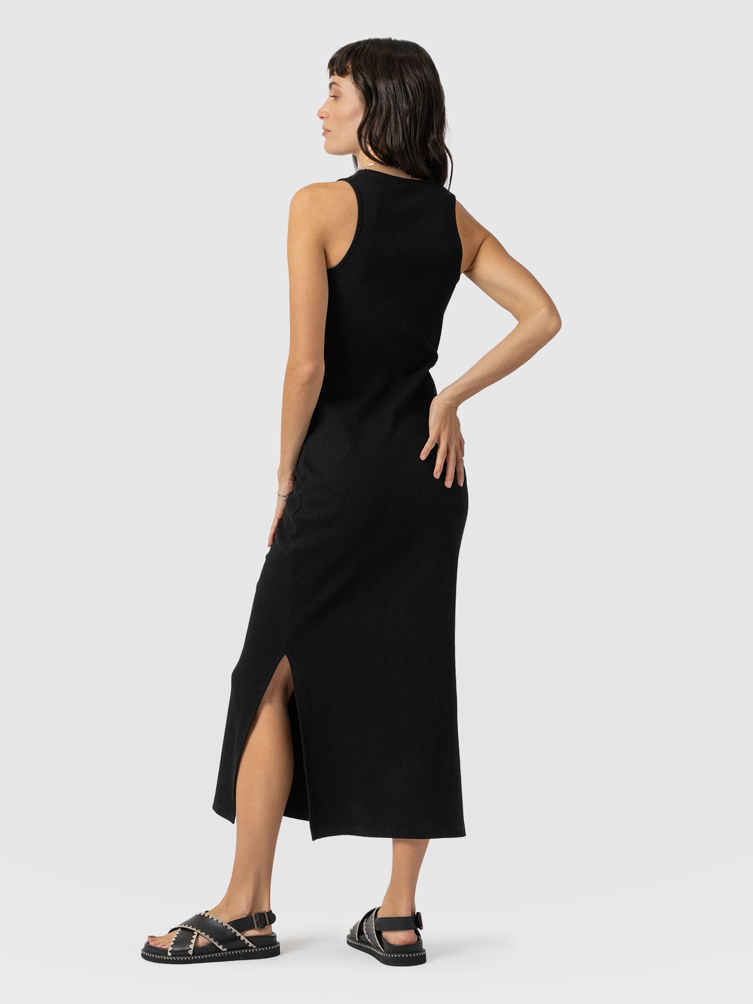 Sleeveless Rib Dress Black - Women's Dresses | Saint and Sofia® USA