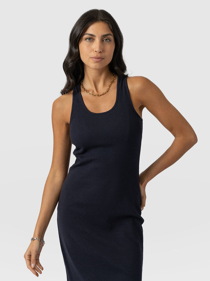 Sleeveless Rib Dress Navy - Women's Dresses | Saint + Sofia® USA