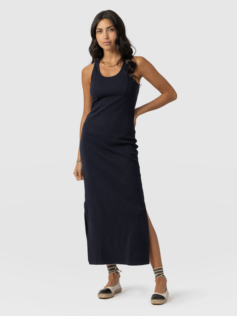 Sleeveless Rib Dress Navy - Women's Dresses | Saint + Sofia® USA