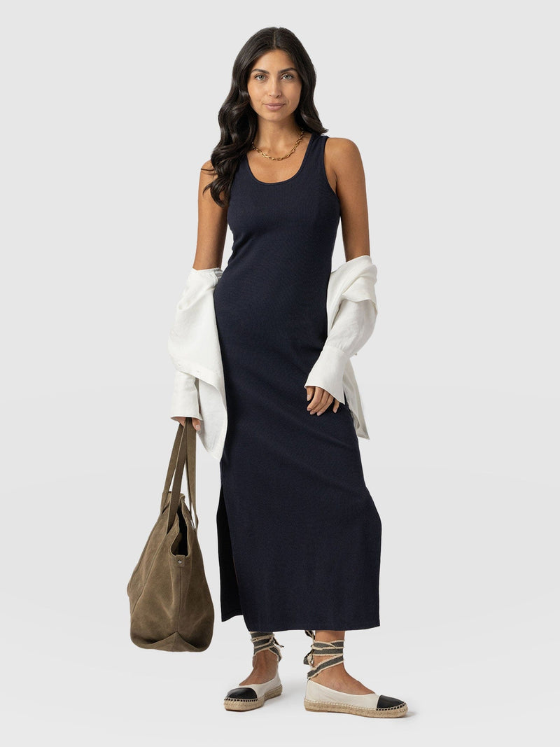 Sleeveless Rib Dress Navy - Women's Dresses | Saint + Sofia® USA