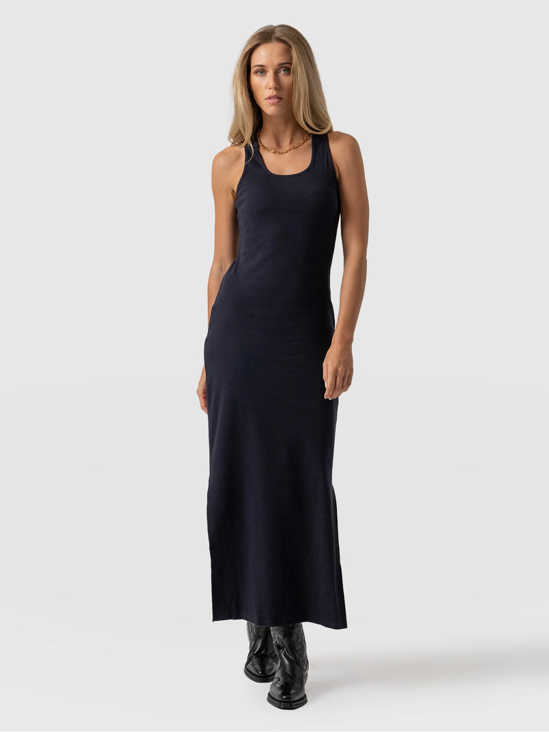 Sleeveless Rib Dress Navy - Women's Dresses