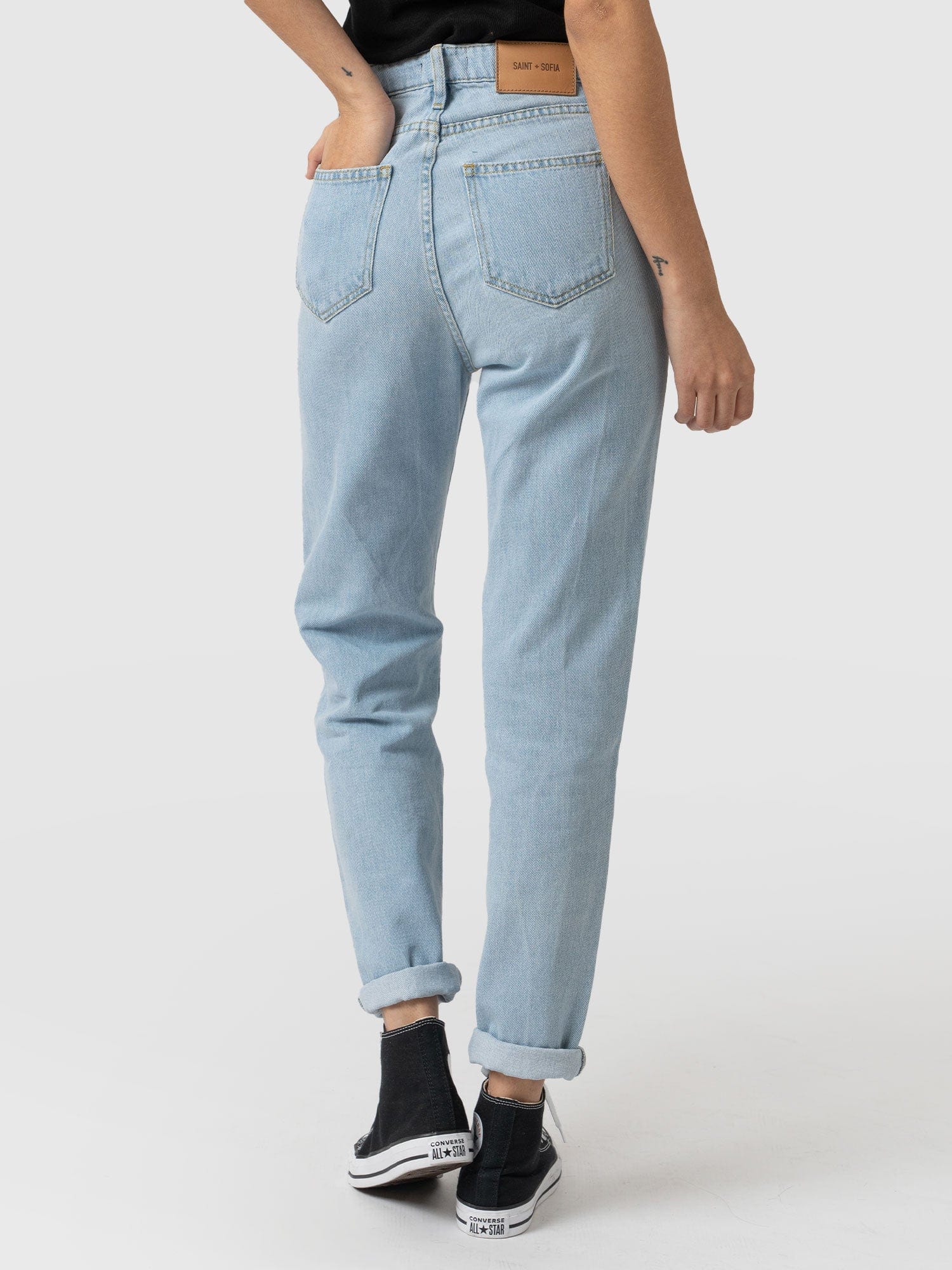 Saint + Sofia WIDE LEG JEANS - PALE BLUE NWT Size 12 store / 34 Waist $129