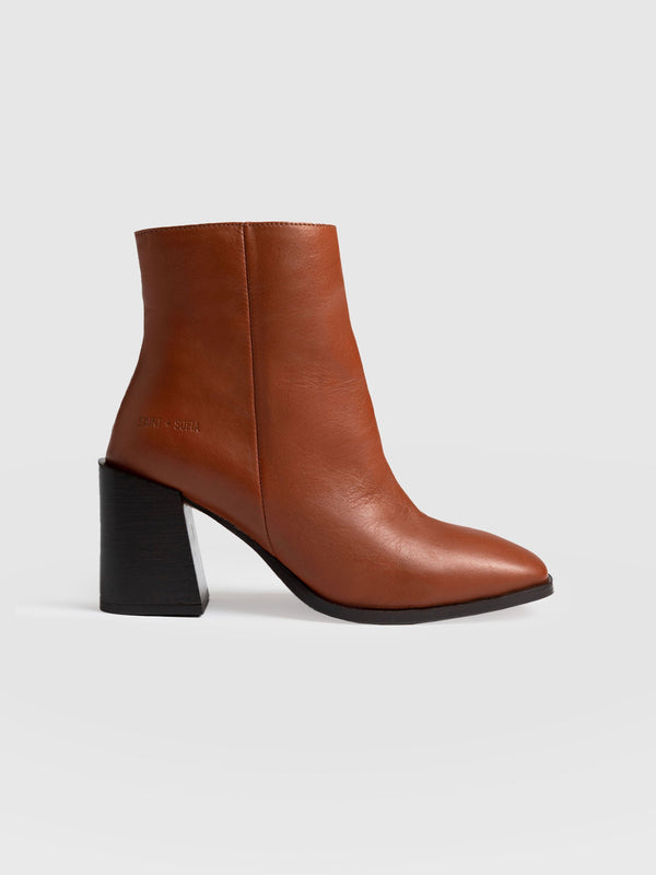 Sloane Ankle Boot Brown - Women's Leather Boots | Saint + Sofia® USA