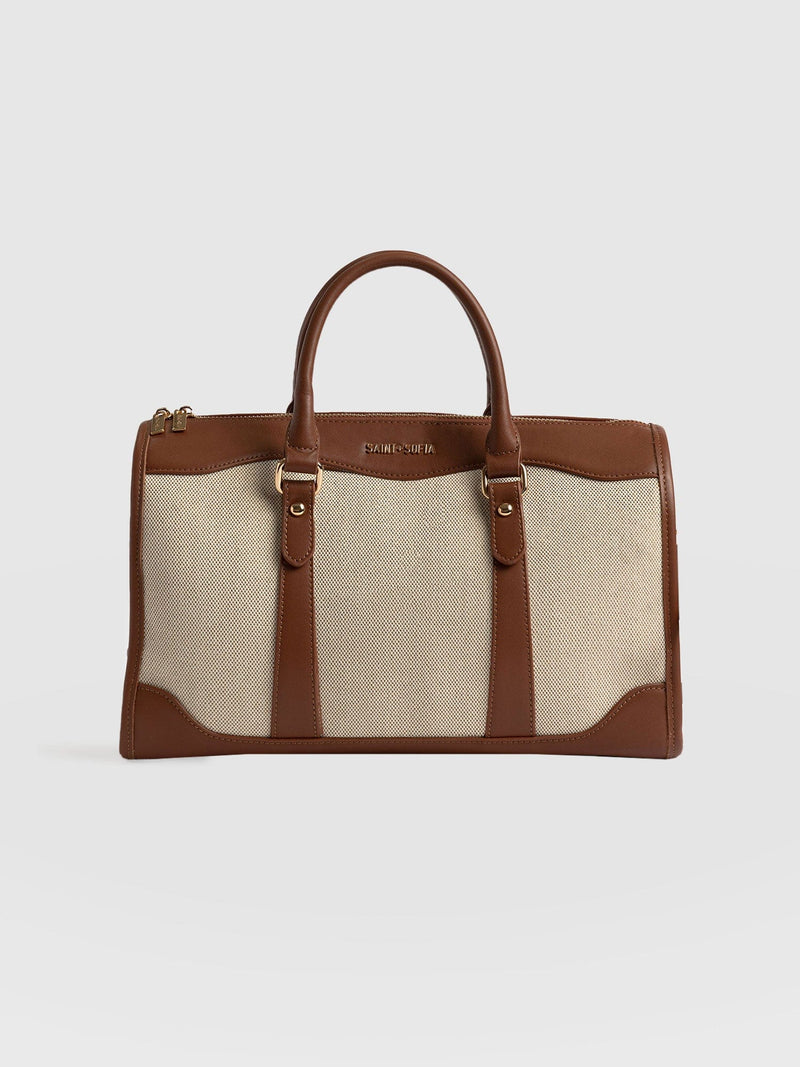 Sloane Medium Duffle Bag Brown/Cream - Women's Bags | Saint + Sofia® USA