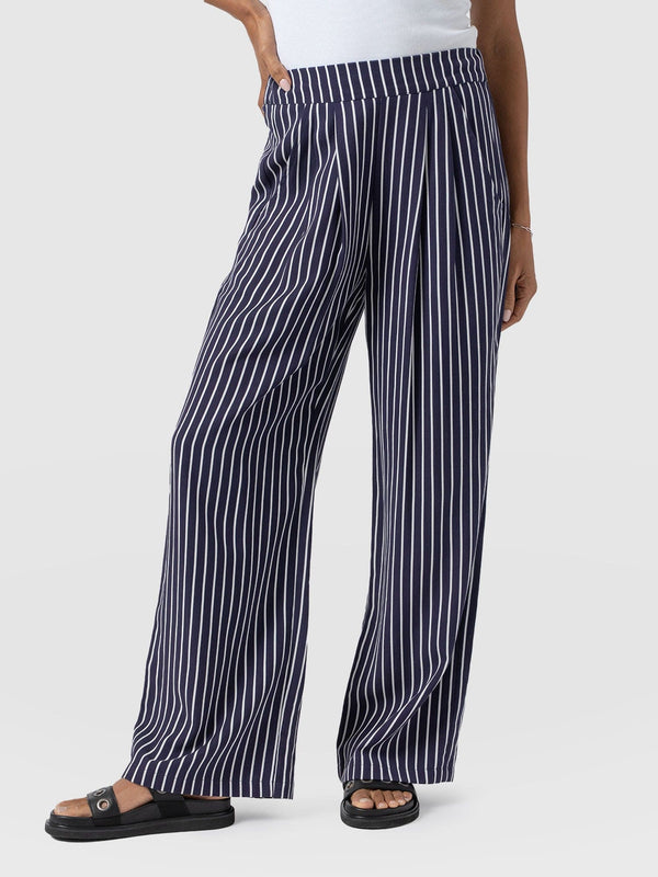 Sloane Pant Navy Mini Stripe - Women's Pants | Saint + Sofia® USA
