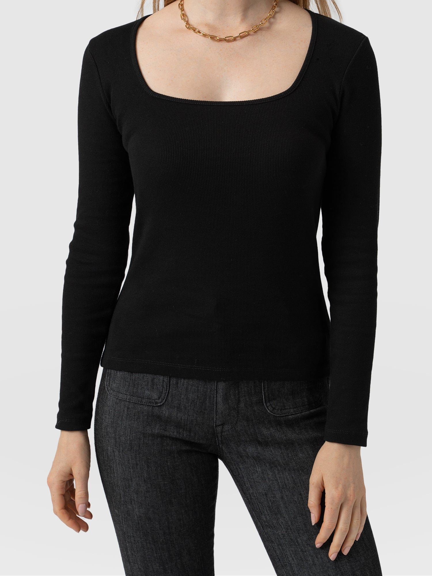 Stefania Soft Rib Top Black