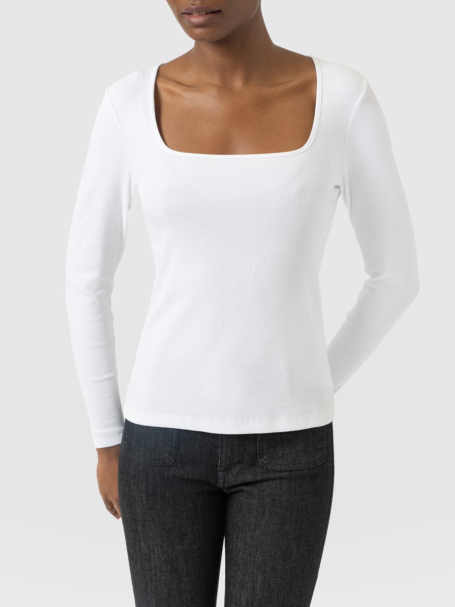 Sloane Ribbed Top - White - Women's T-shirts | Saint and Sofia® USA