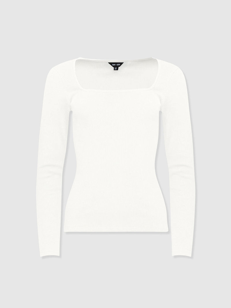Sloane Ribbed Top - White - Women's T-shirts | Saint + Sofia® USA