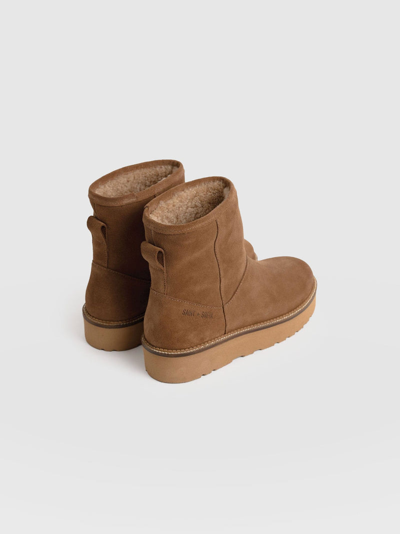 Sloane Shearling Boot - Camel - Women's Shoes | Saint + Sofia® USA