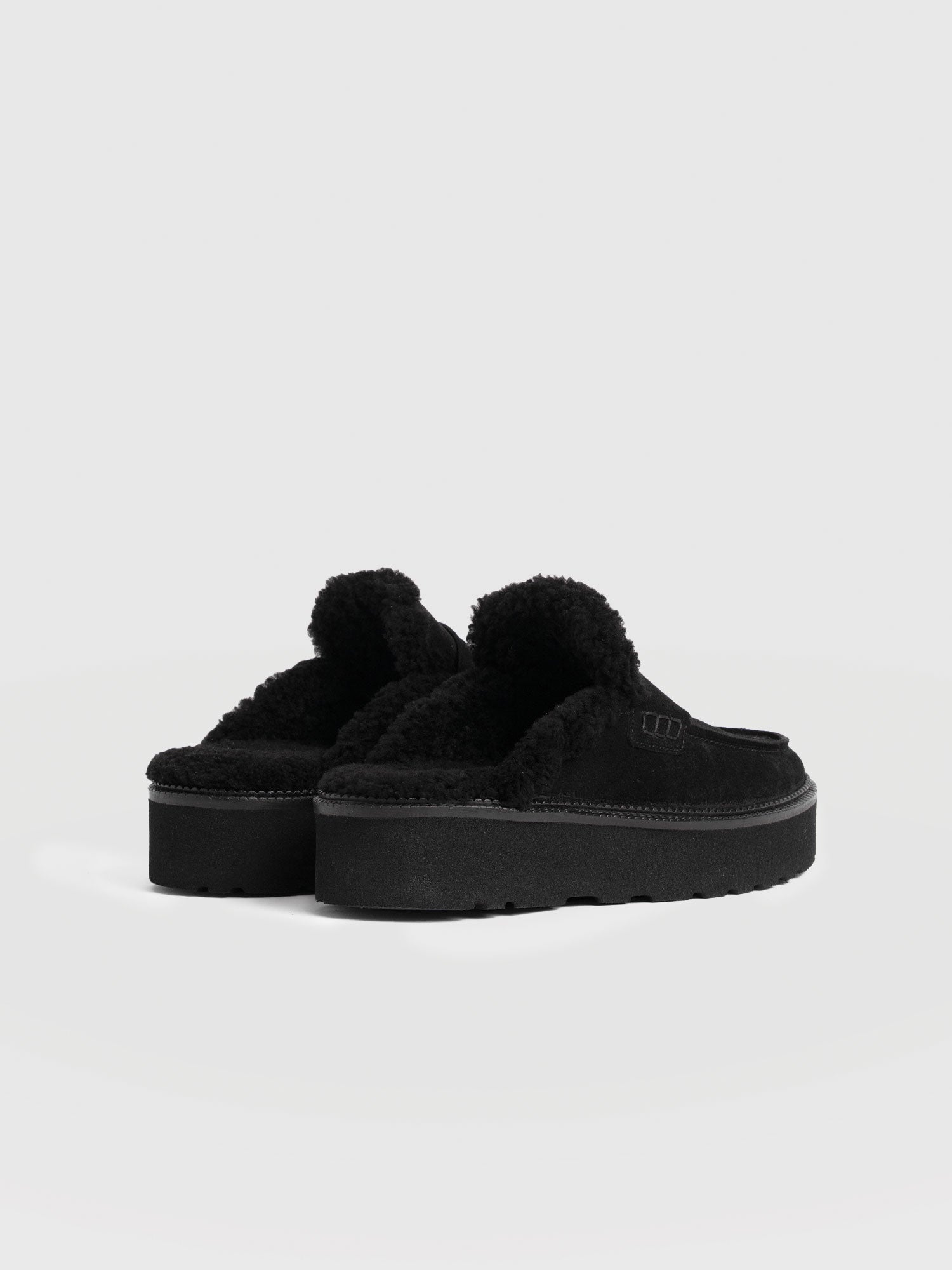 Sloane Shearling Clog - Black - Women's Shoes | Saint + Sofia® USA