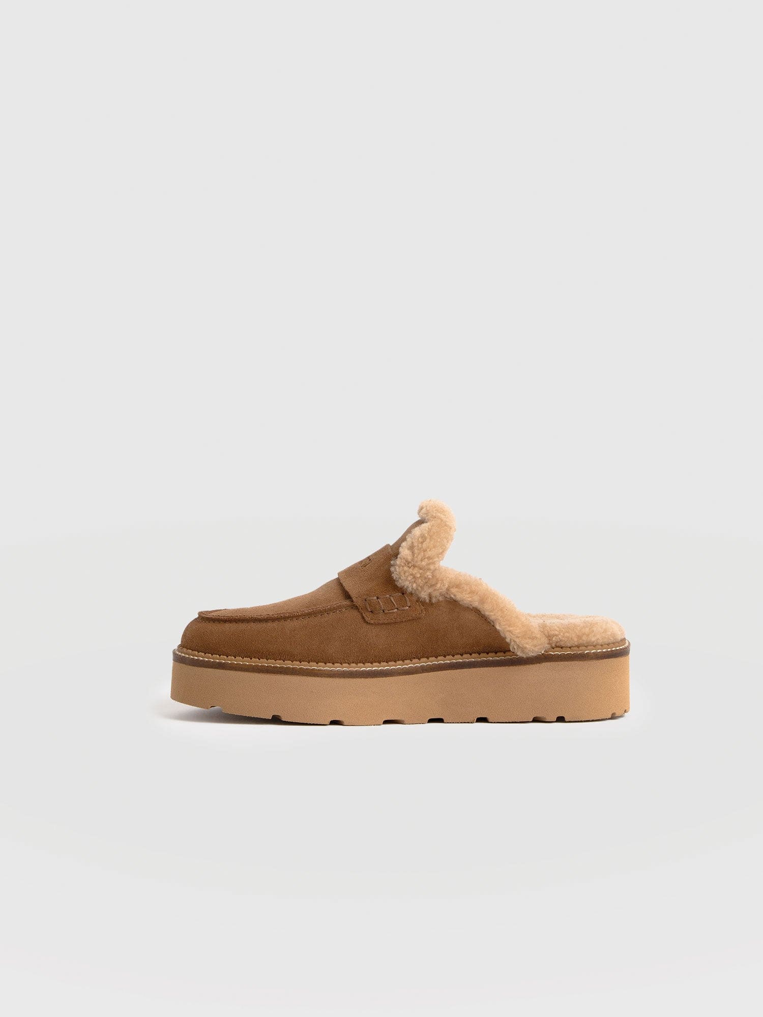 Sloane Shearling Clog - Camel - Women's Shoes | Saint + Sofia® USA