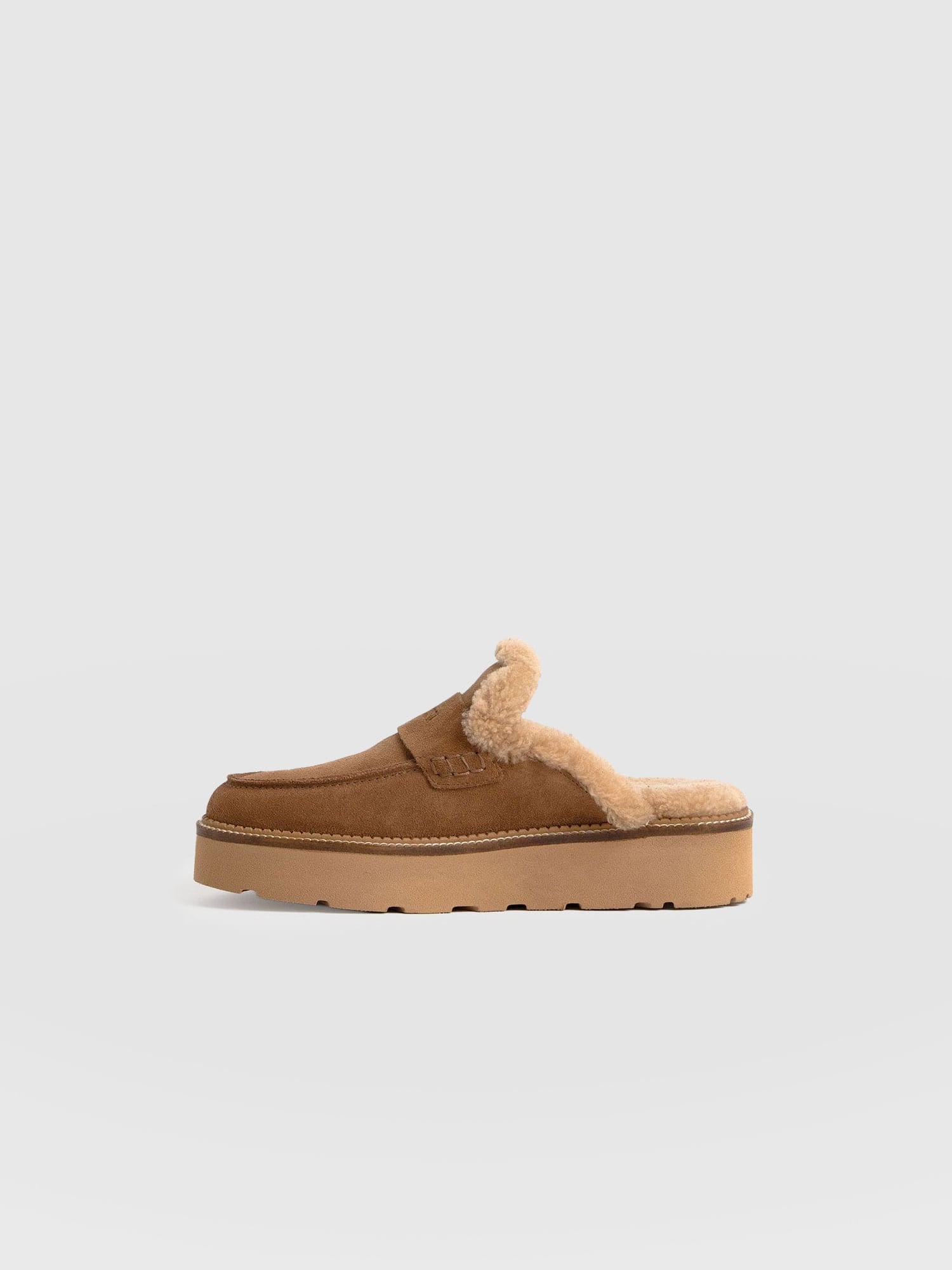 Sloane Shearling Clog - Camel - Women's Shoes | Saint + Sofia® USA
