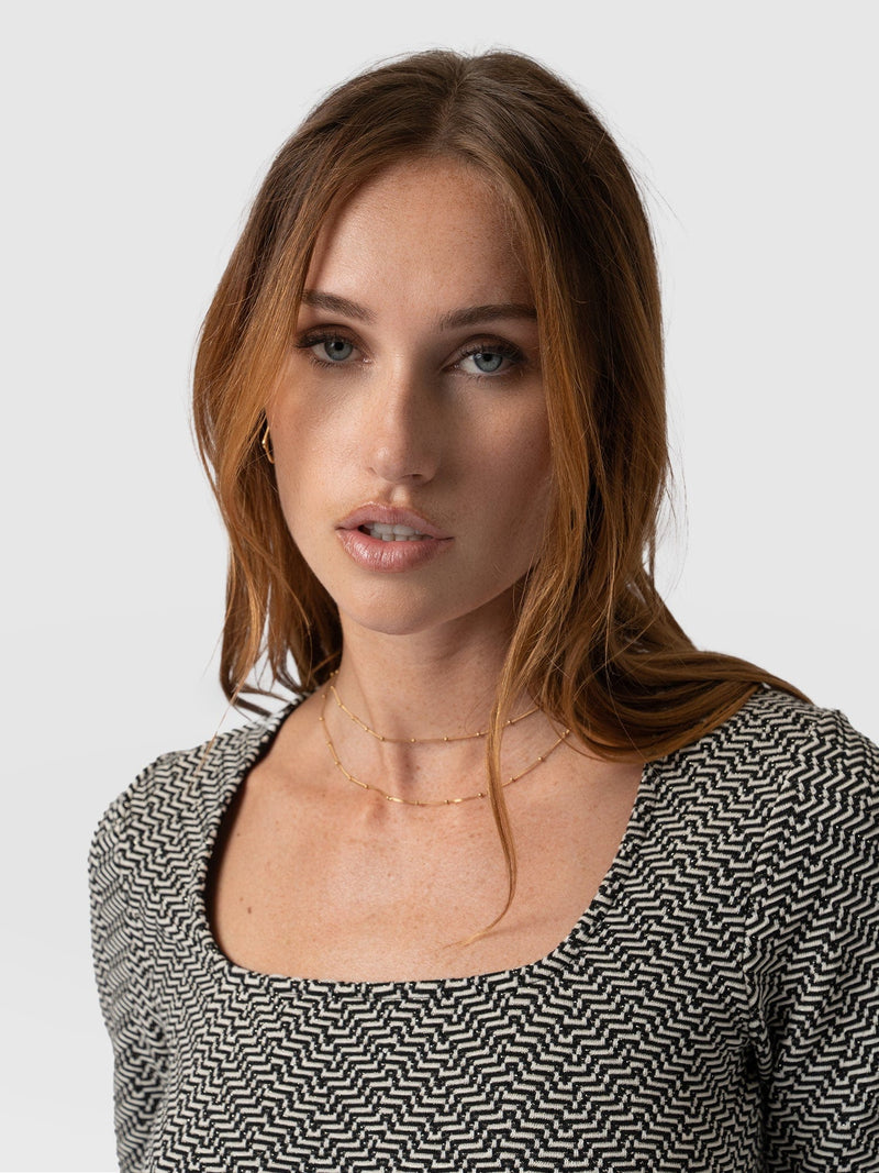 Sloane Textured Top Cream Lurex Jacquard - Women's T-Shirts | Saint + Sofia® USA