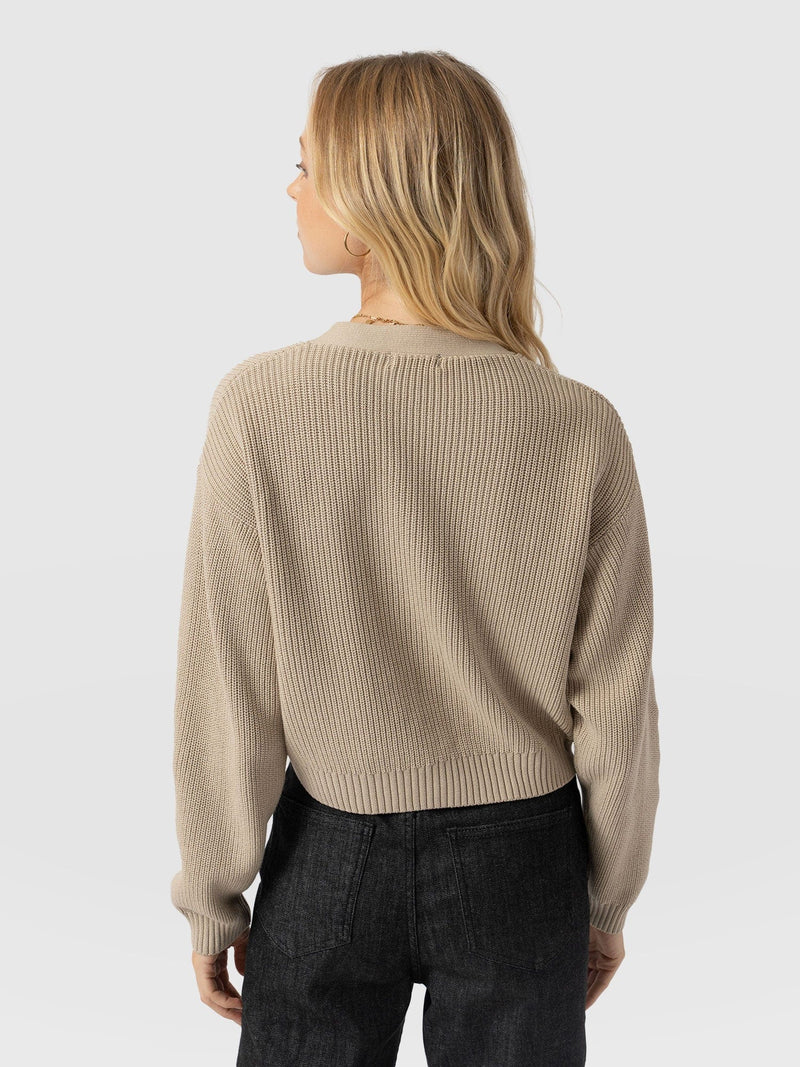 Soho Crop Cardigan Beige - Women's Cardigans | Saint + Sofia® USA