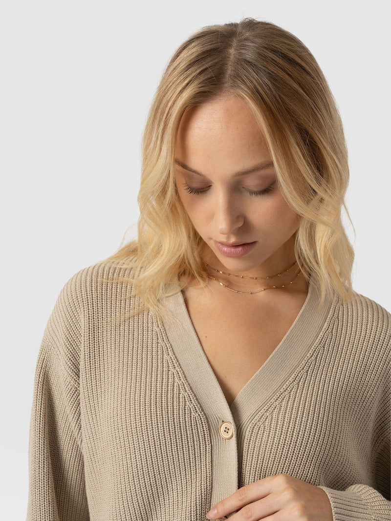 Soho Crop Cardigan Beige - Women's Cardigans | Saint + Sofia® USA