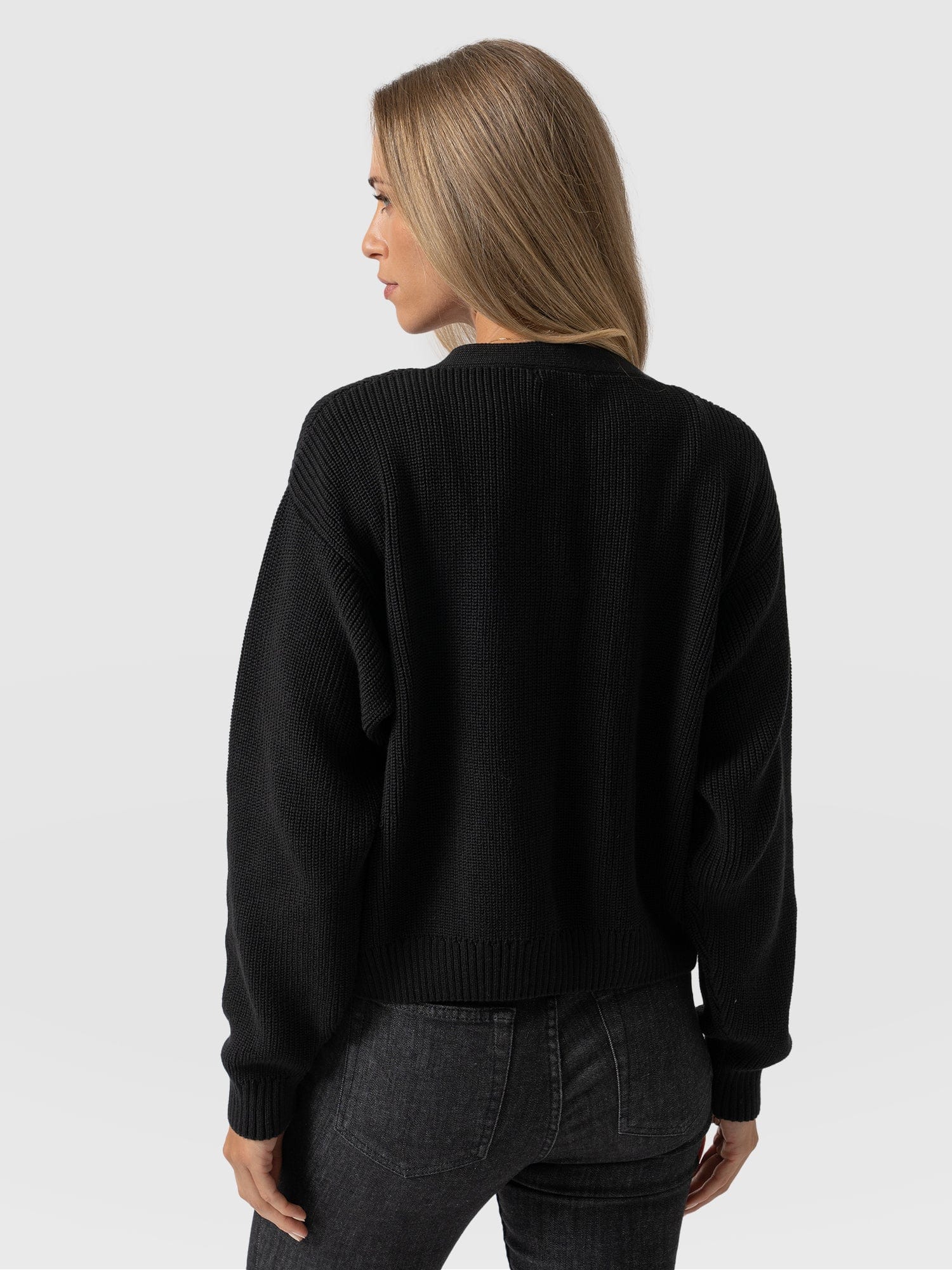 Soho Crop Cardigan Black - Women's Cardigans | Saint + Sofia® USA