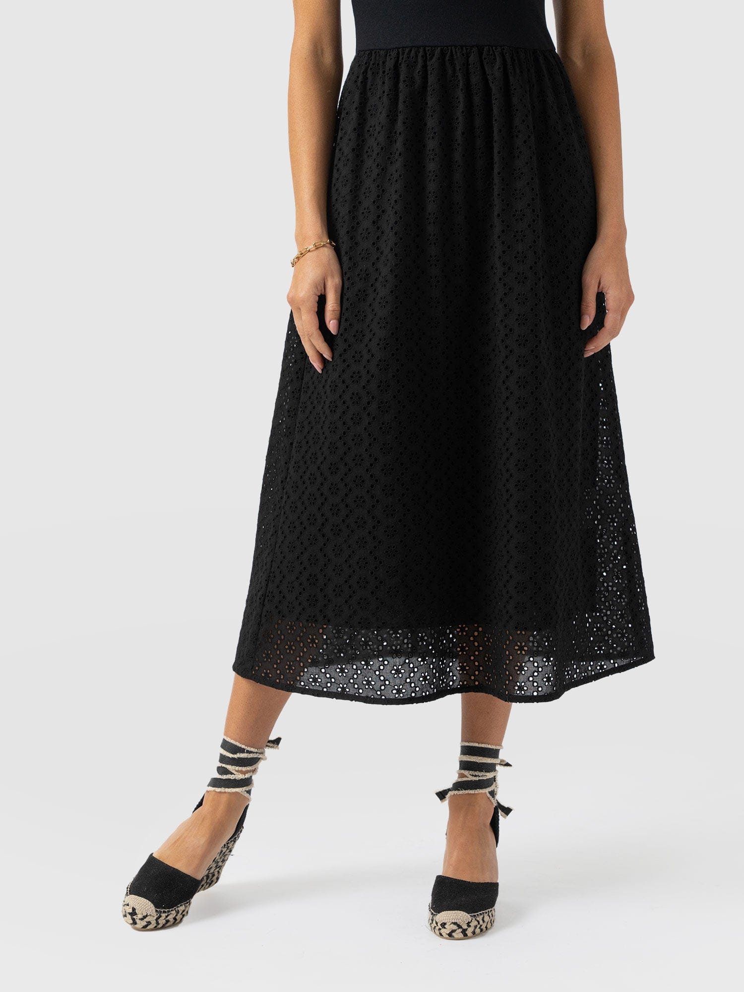 Sophia Contrast Dress - Black Broderie - Women's Dresses | Saint + Sofia® USA
