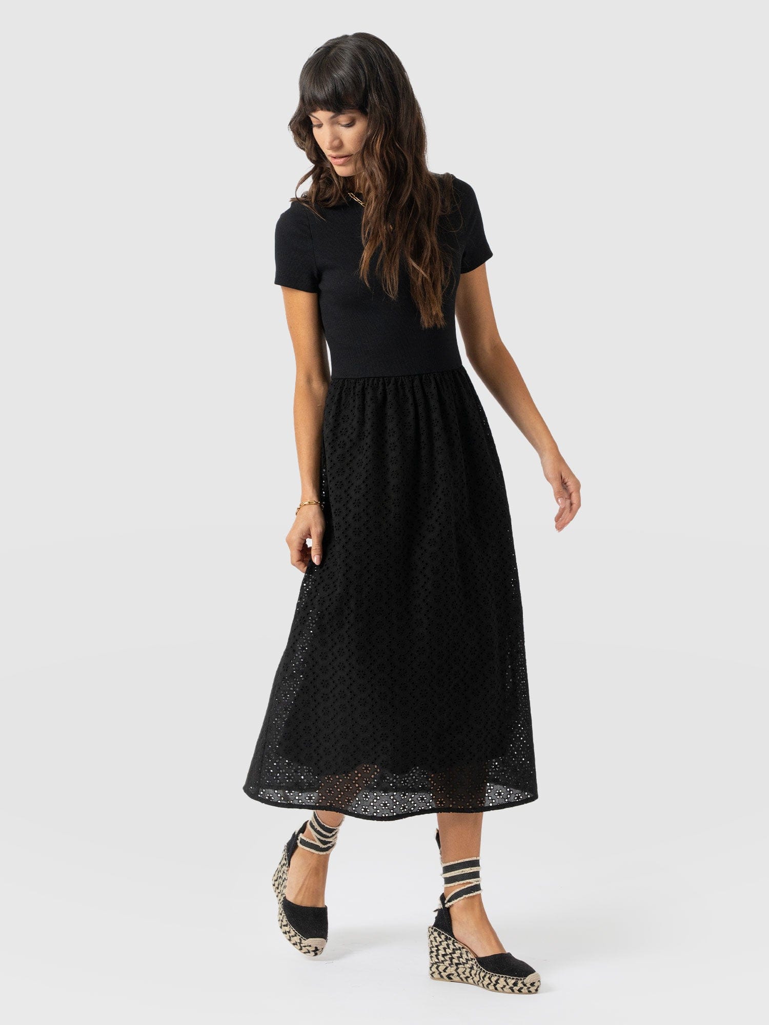 Sophia Contrast Dress - Black Broderie - Women's Dresses | Saint + Sofia® USA