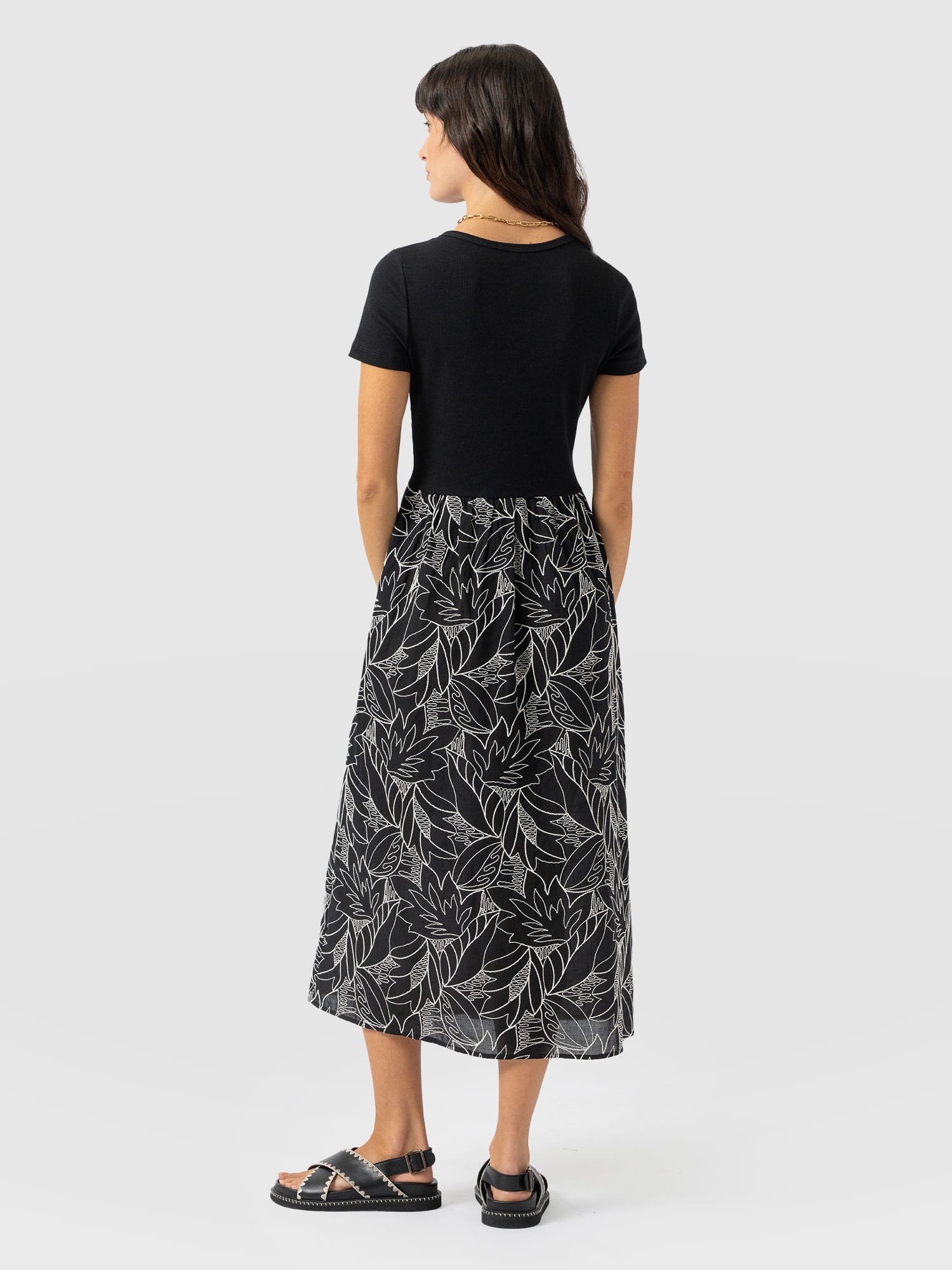 Sophia Contrast Dress - Black Embroidered - Women's Dresses | Saint + Sofia® USA