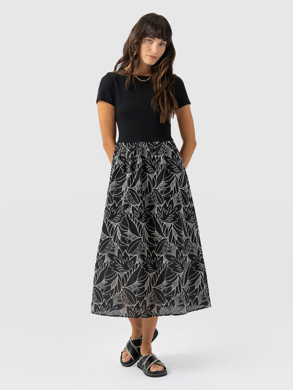 Sophia Contrast Dress - White Broderie - Women's Dresses