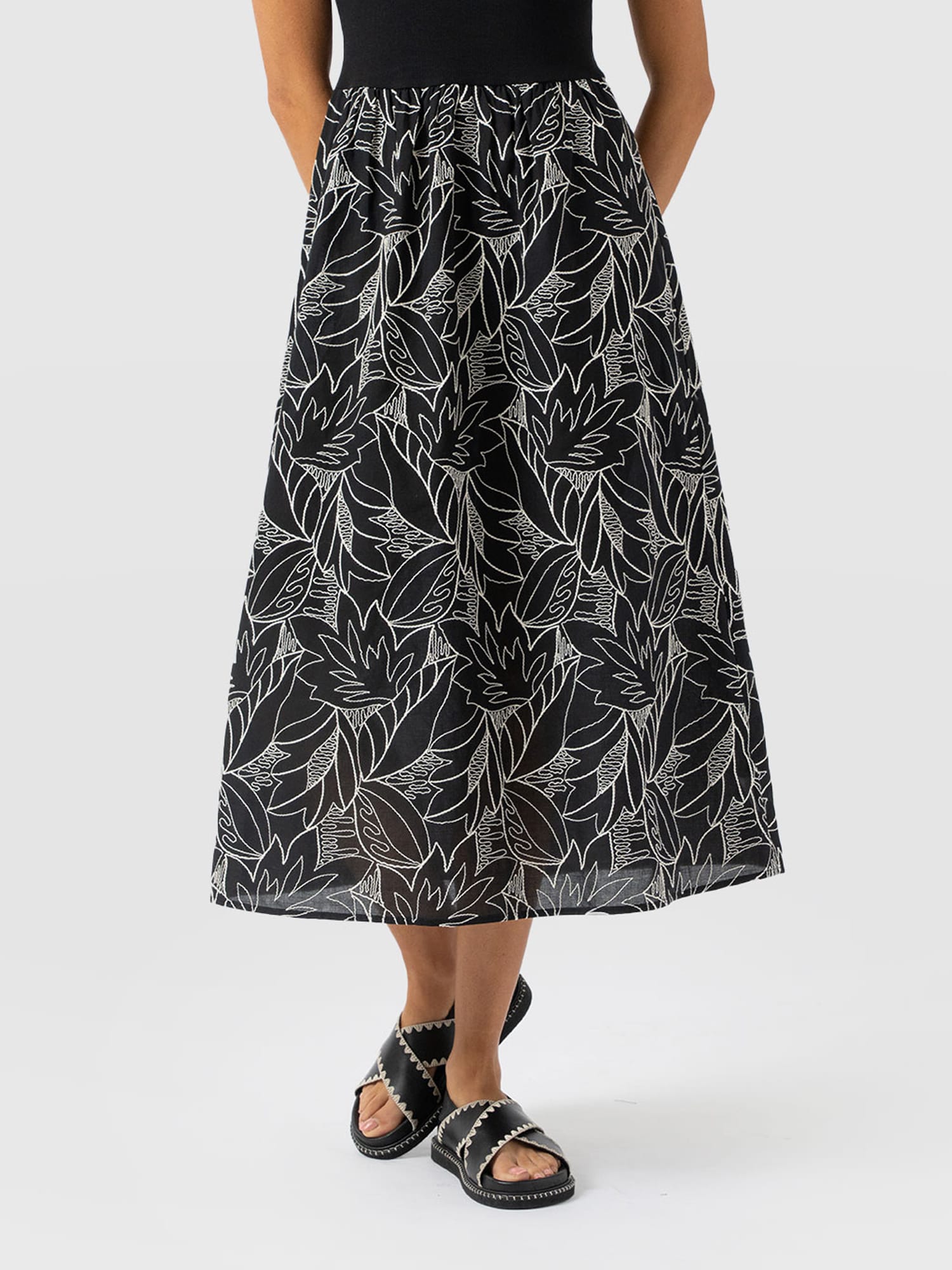Sophia Contrast Dress - Black Embroidered - Women's Dresses | Saint + Sofia® USA