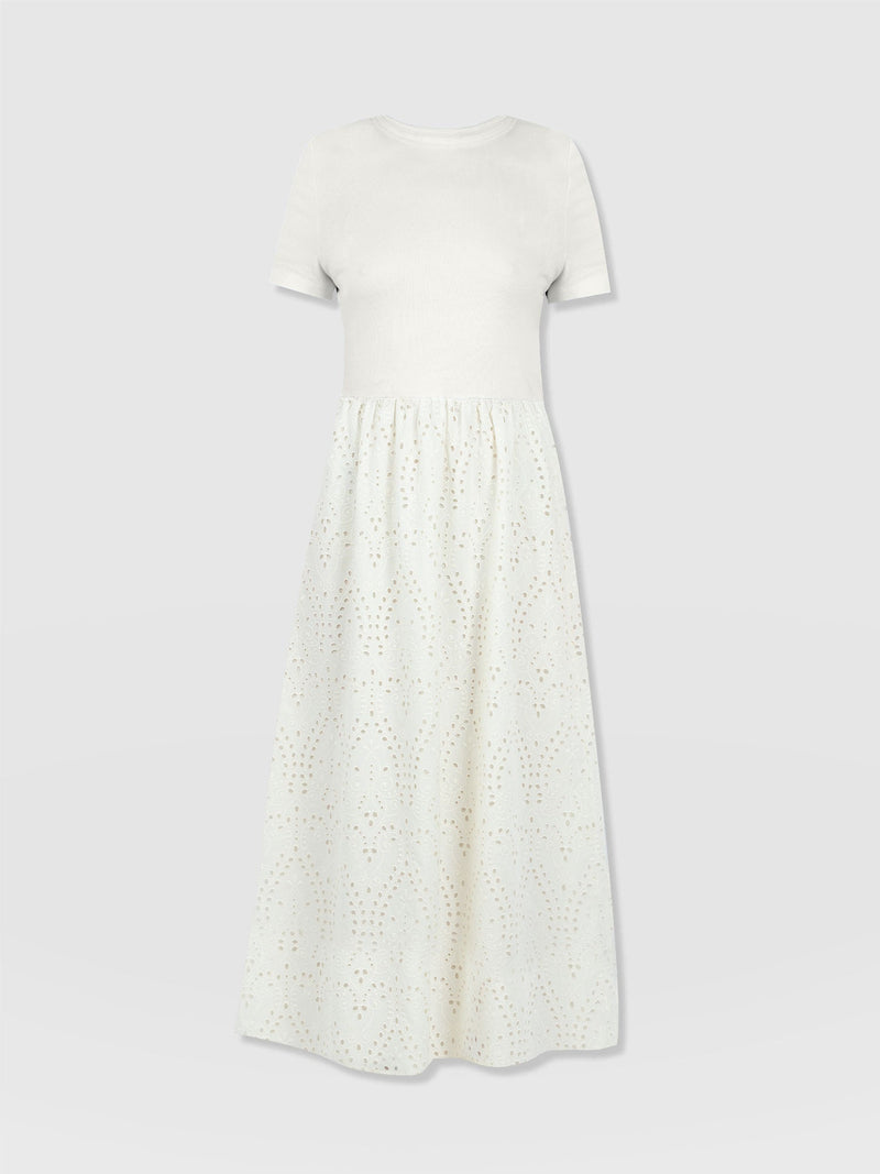 Sophia Contrast Dress - White Broderie - Women's Dresses | Saint + Sofia® USA