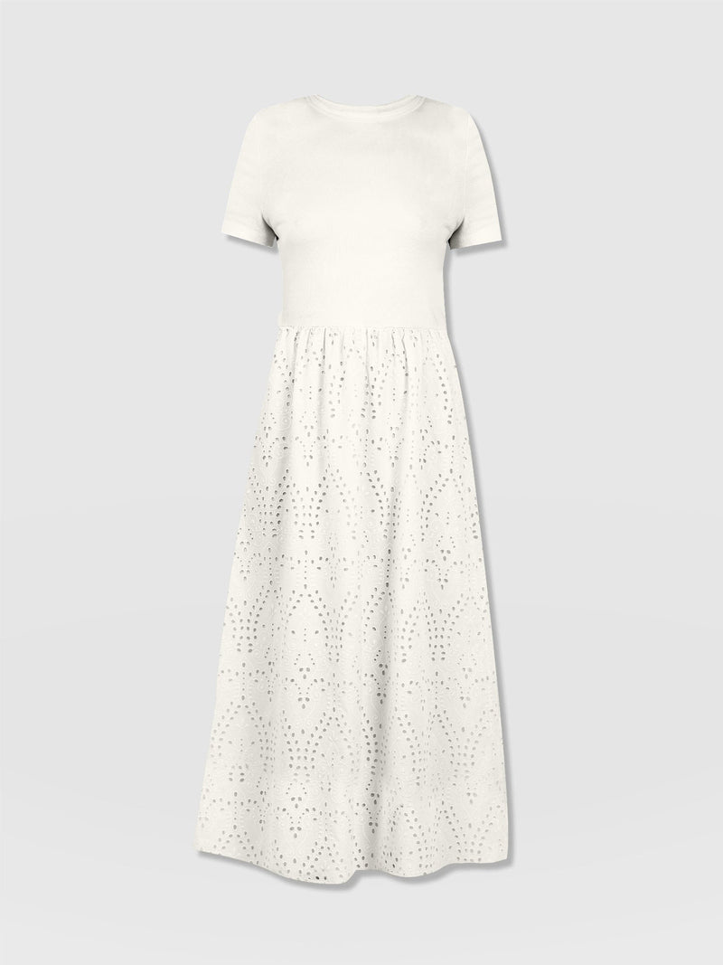 Sophia Contrast Dress - White Broderie - Women's Dresses | Saint + Sofia® USA