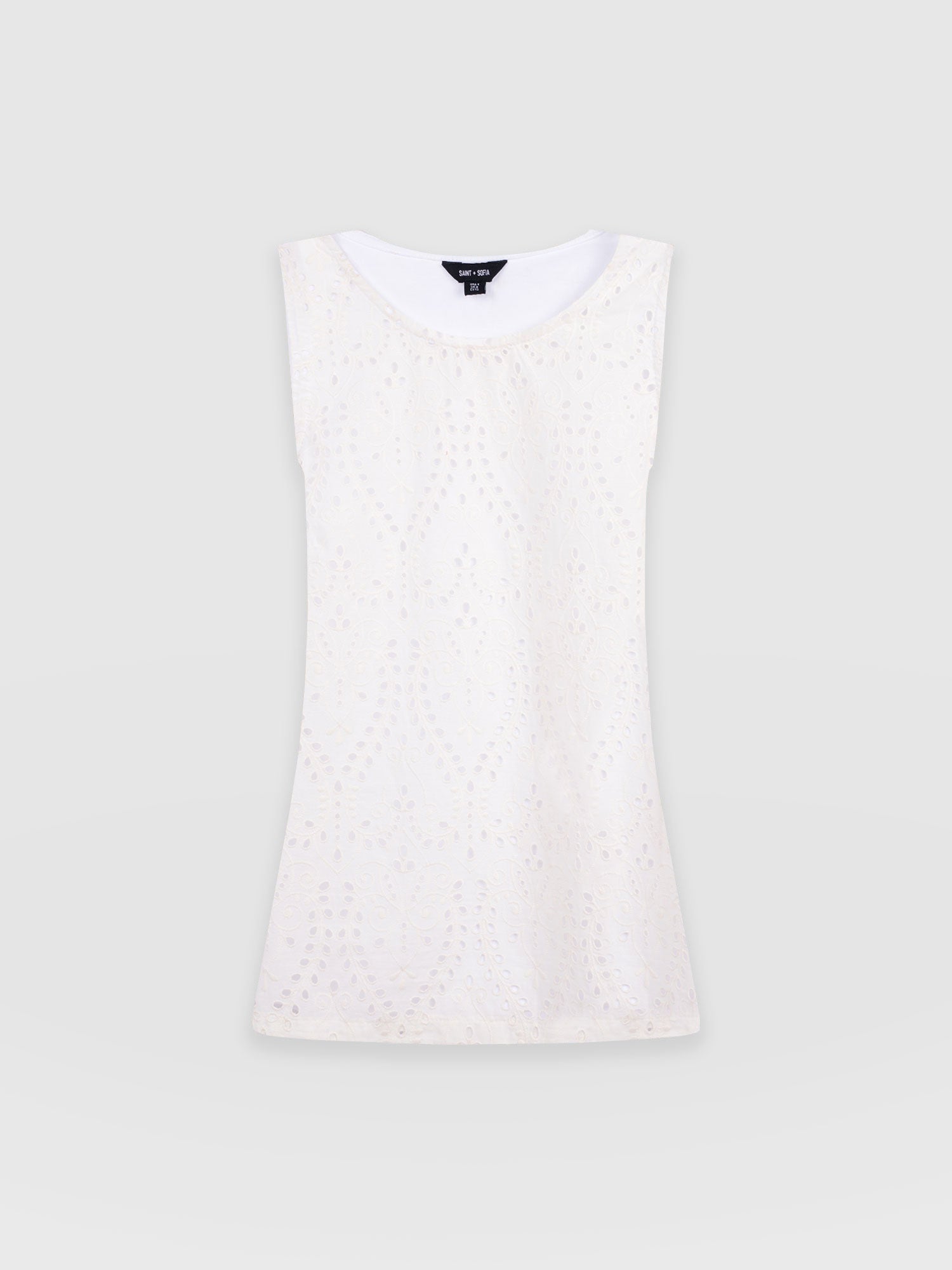 Sophia Contrast Tank - White Broderie - Women's T-shirts | Saint + Sofia® USA