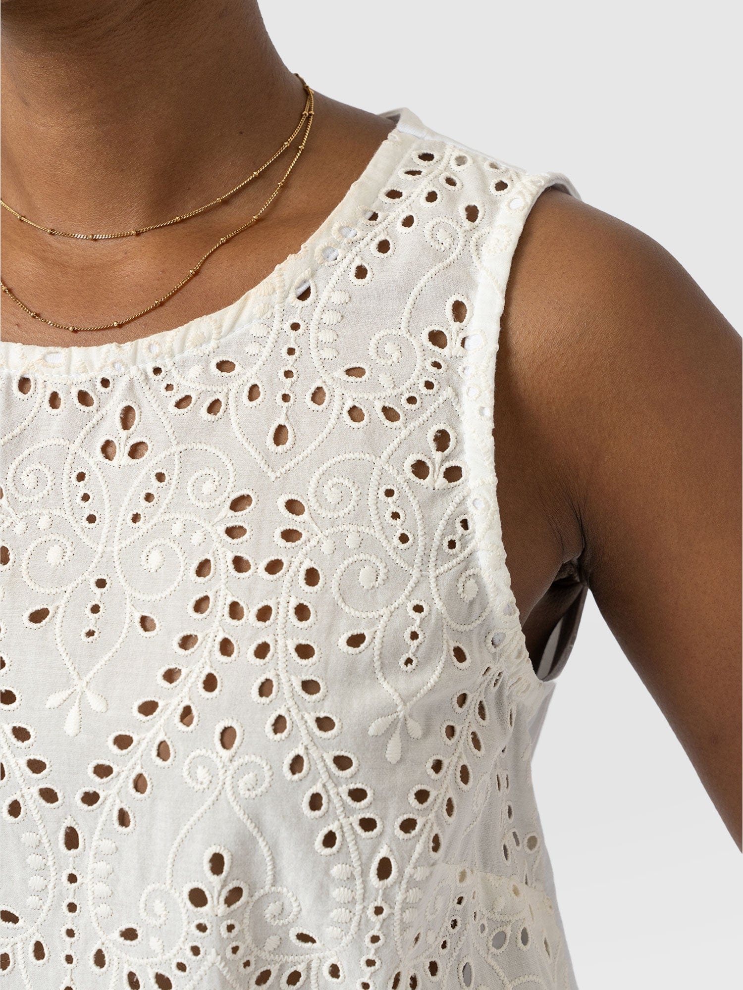 Sophia Contrast Tank - White Broderie - Women's T-shirts | Saint + Sofia® USA