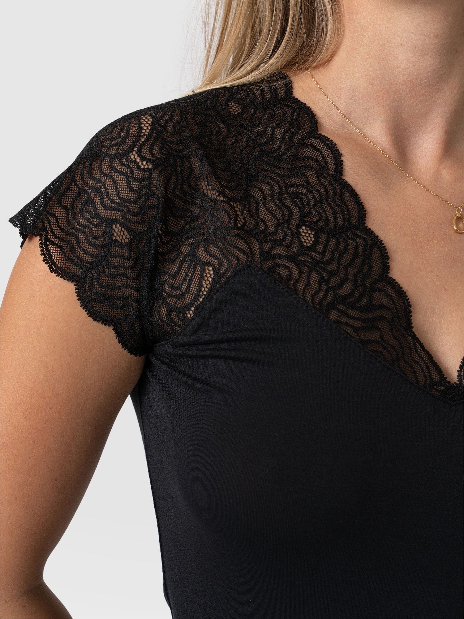 Sophia Lace Tee Black - Women's Tops | Saint + Sofia® USA