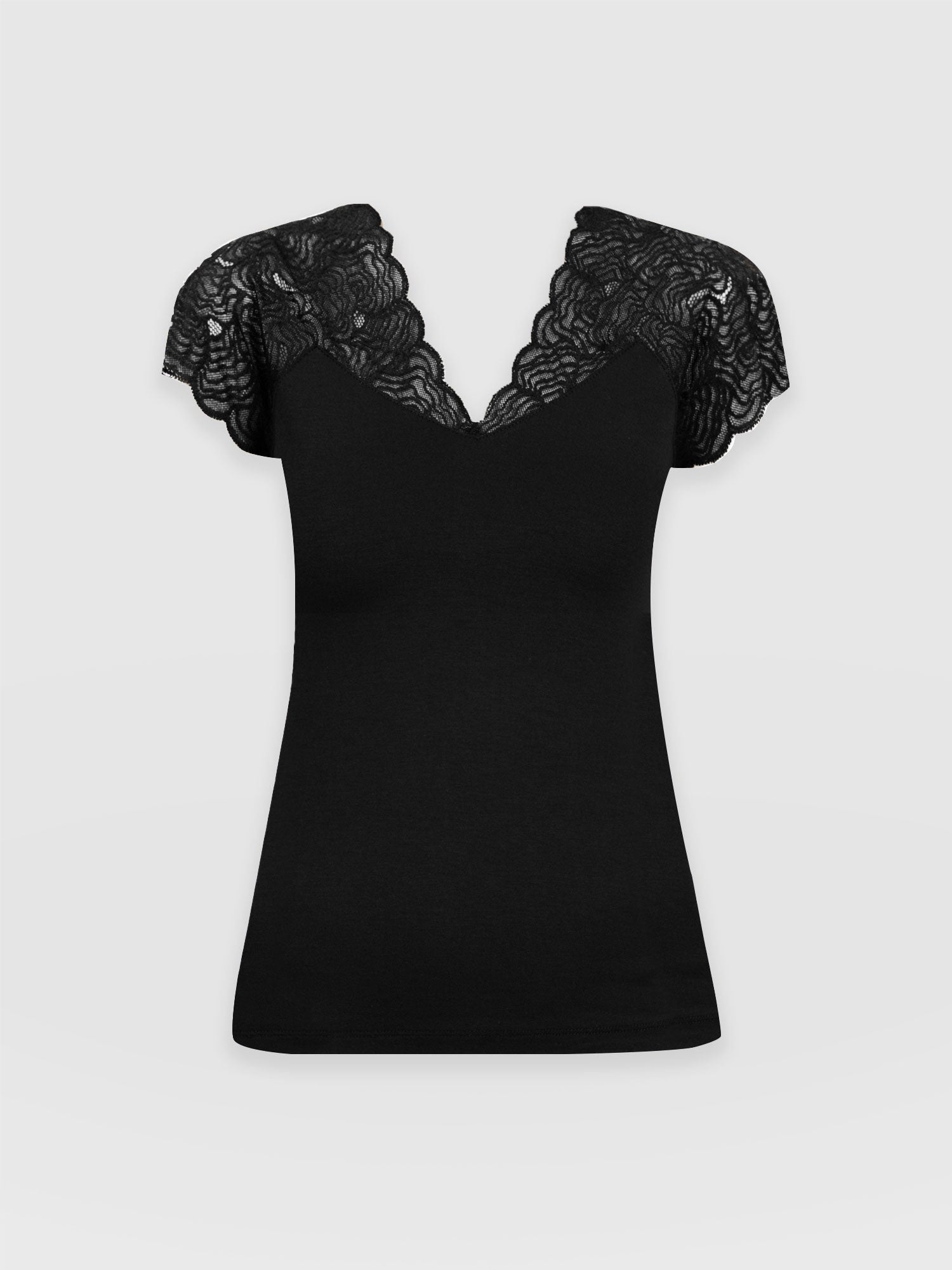 Sophia Lace Tee Black - Women's Tops | Saint + Sofia® USA