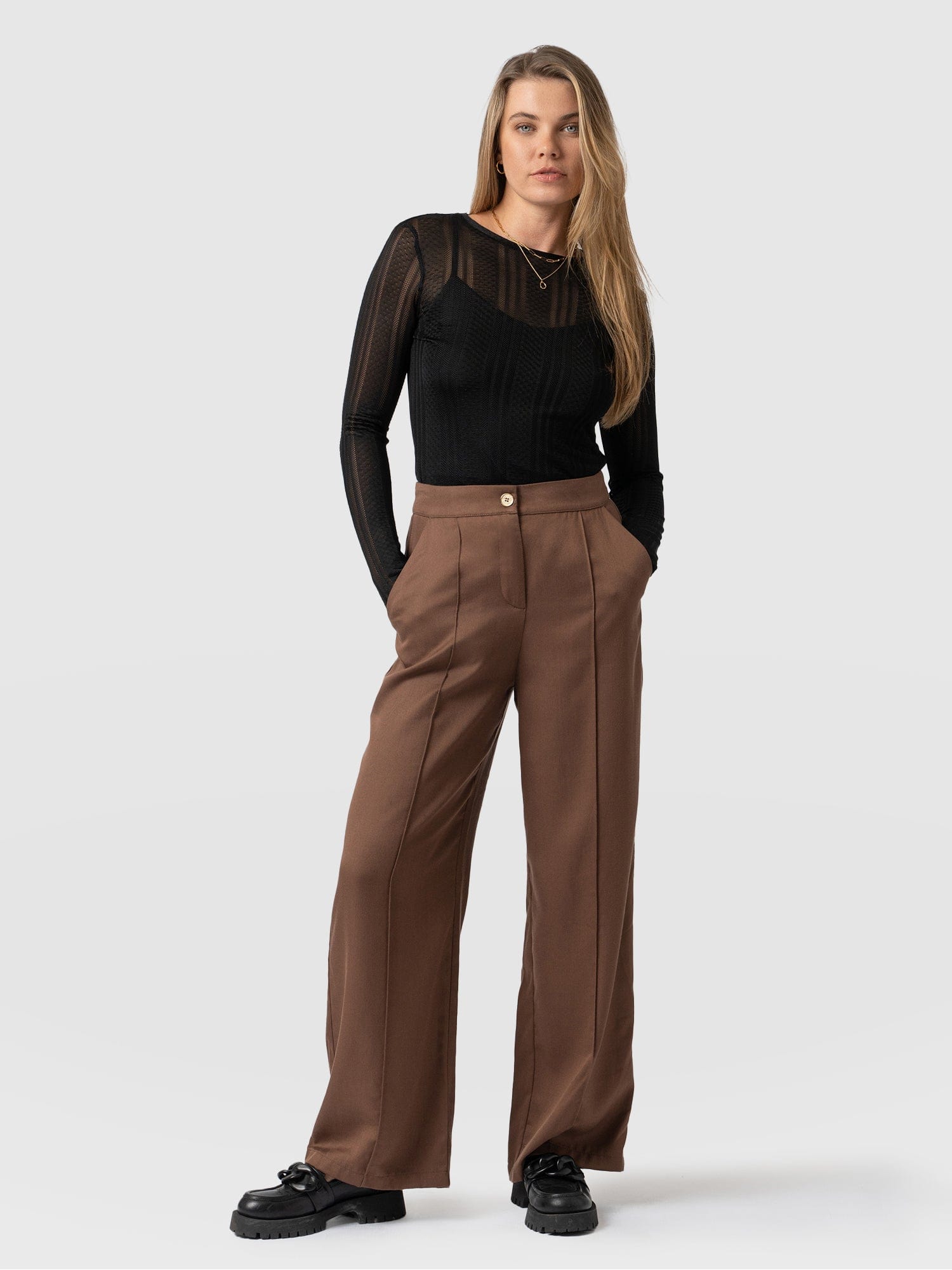 Spencer Pant Brown - Women's Pants | Saint + Sofia® USA