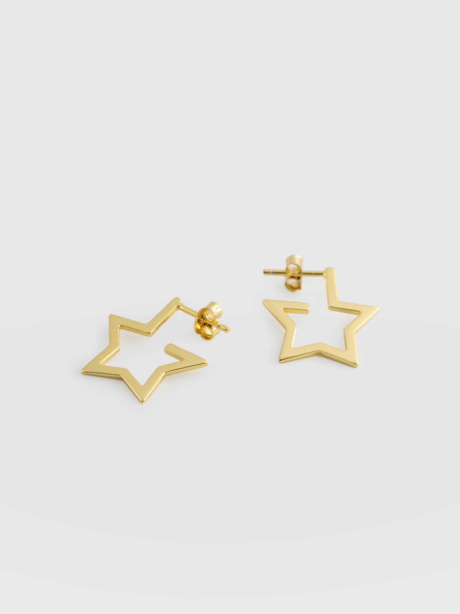 Jewelili Diamond Star Stud Earrings 10K Yellow Gold Jewelry