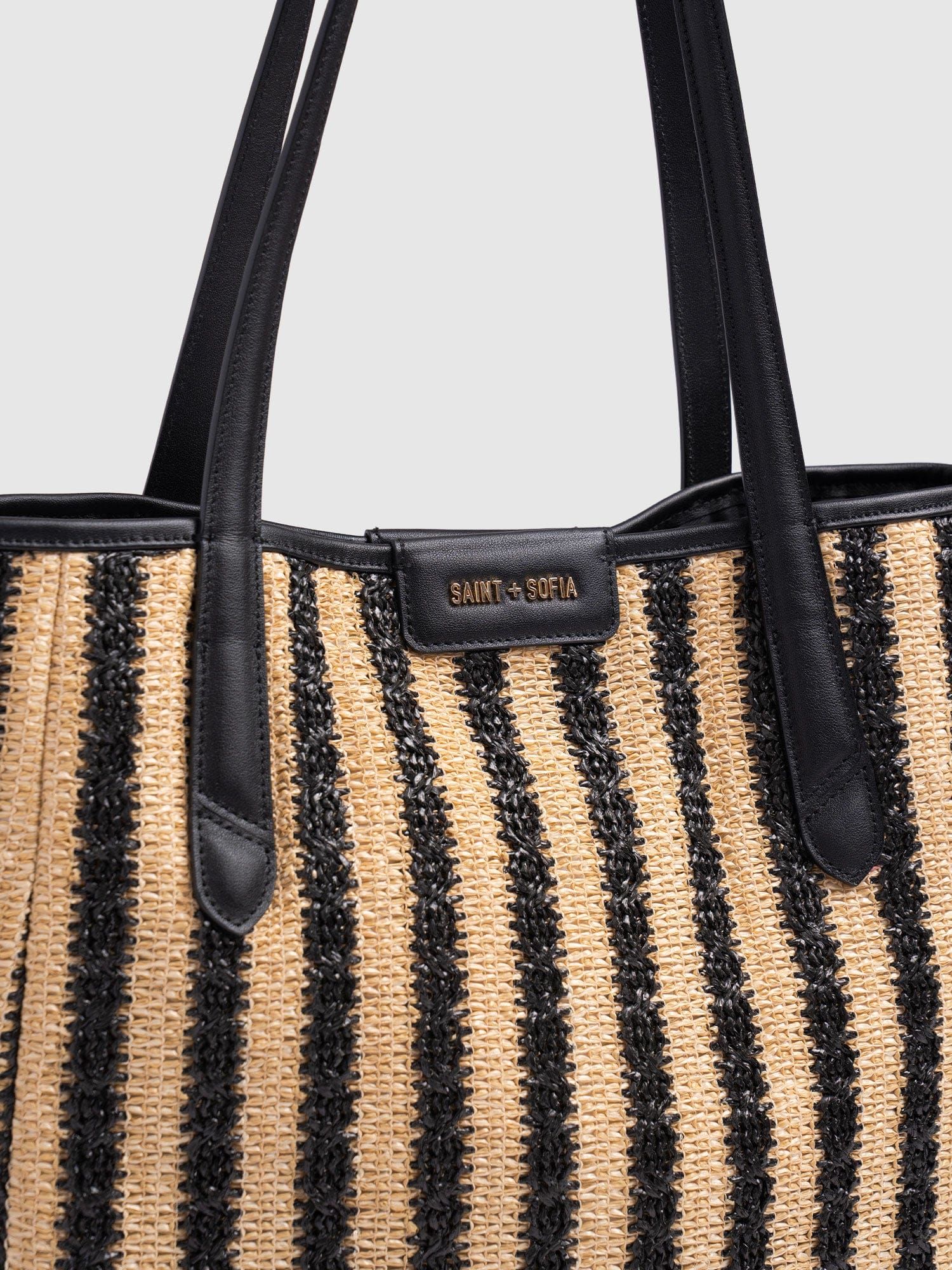 Stella Shopper Bag - Black Raffia - Women's Handbags | Saint + Sofia® USA
